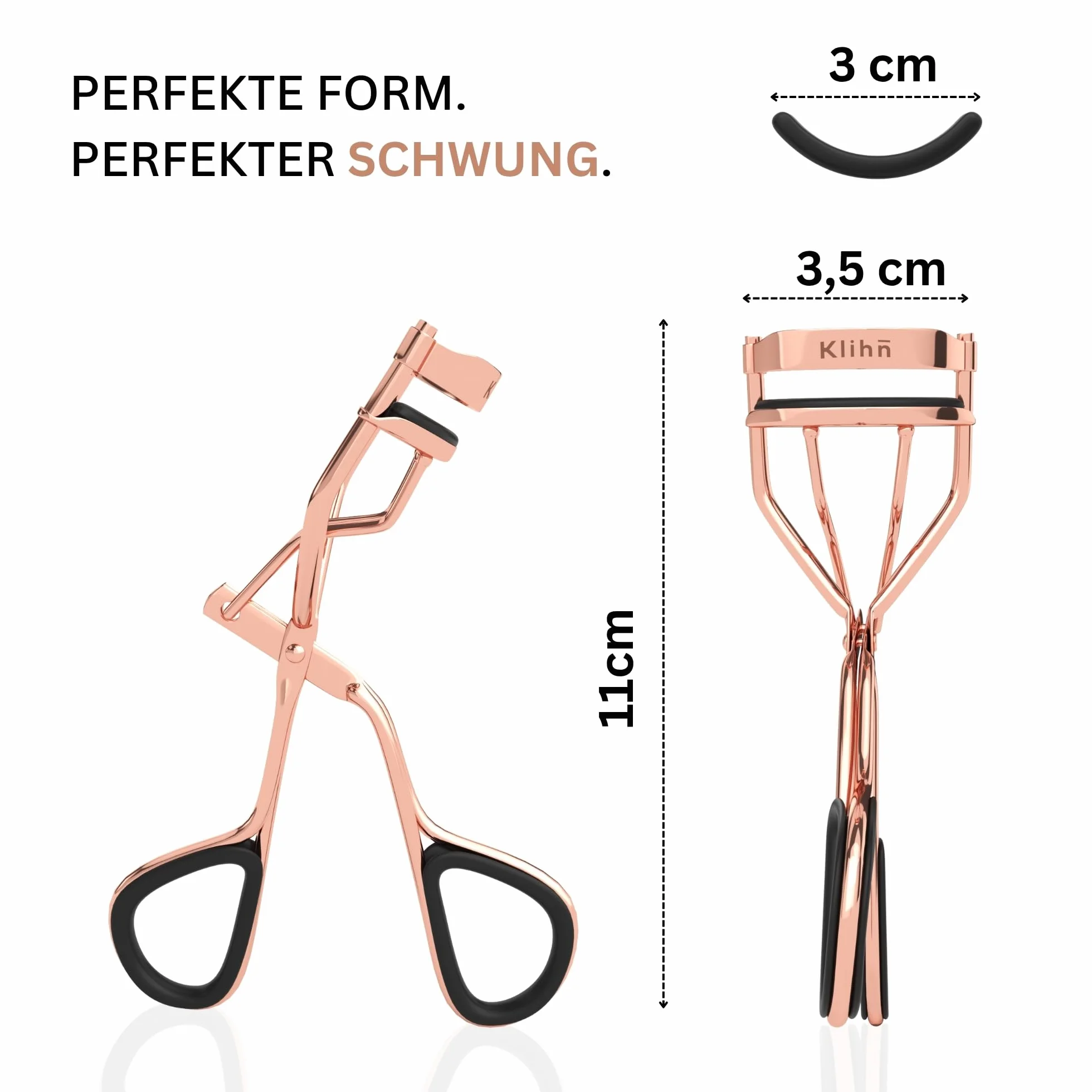 Ekskluzywna zalotka do rzęs, eyelash curler z 8 dodatkowymi wymiennymi silikonowymi nakładkami - Narzędzie do makijażu z wysokiej jakości stali węglowej idealnie podkręconych rzęs wykonane