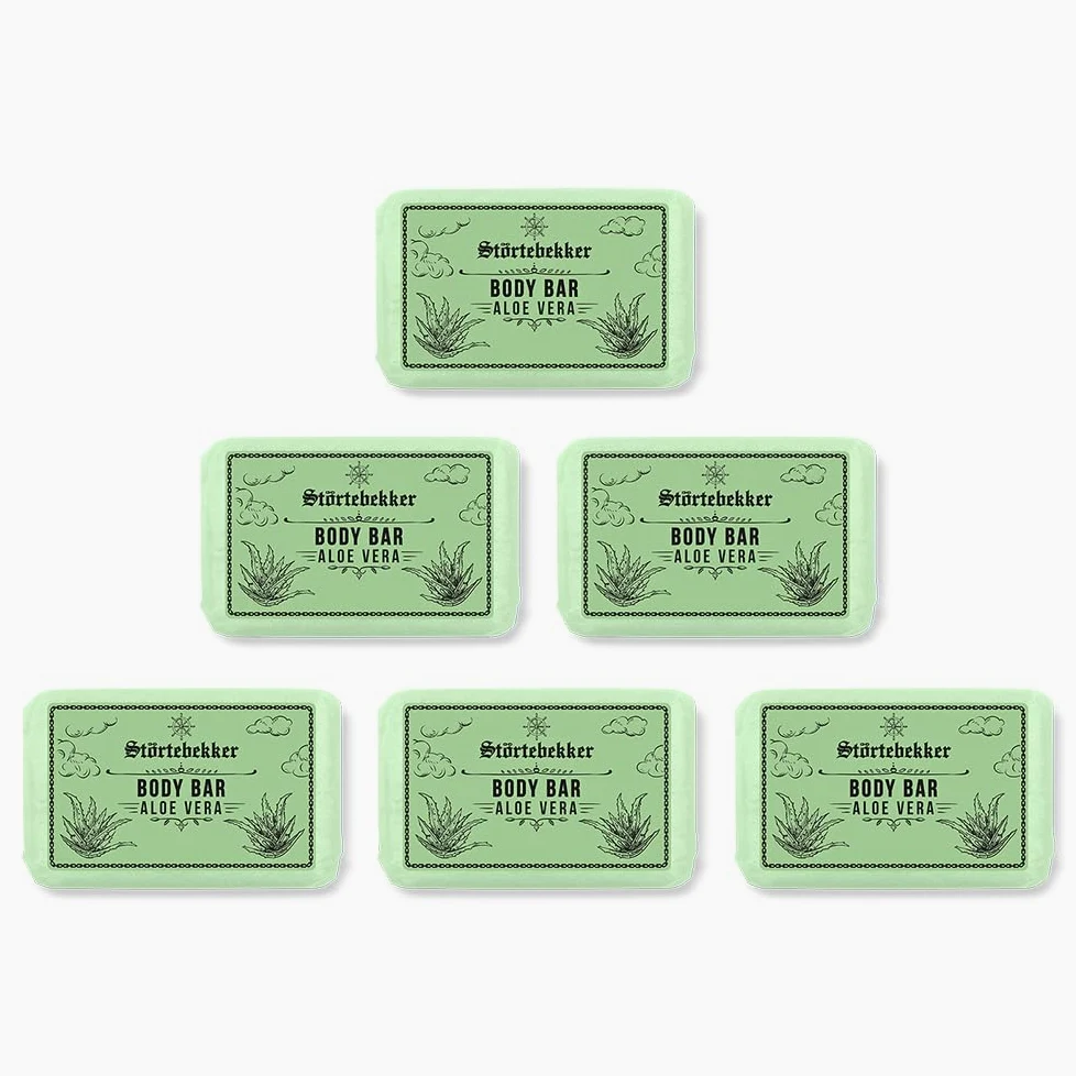 Störtebekker® Premium Body Bar Aloe Vera | stały żel pod prysznic dla mężczyzn i kobiet | naturalne czyszczenie, wspaniały zapach | ręczne wykonanie bez dodatków (6 x 120 g)