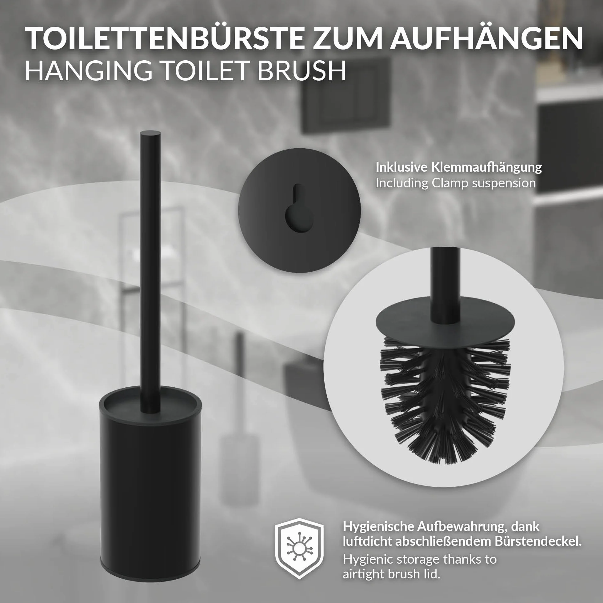 LuxeBath modul szafki podtynkowej ze stali nierdzewnej czarny 60x20x14 cm szafka lazienkowa z uchwytem na papier