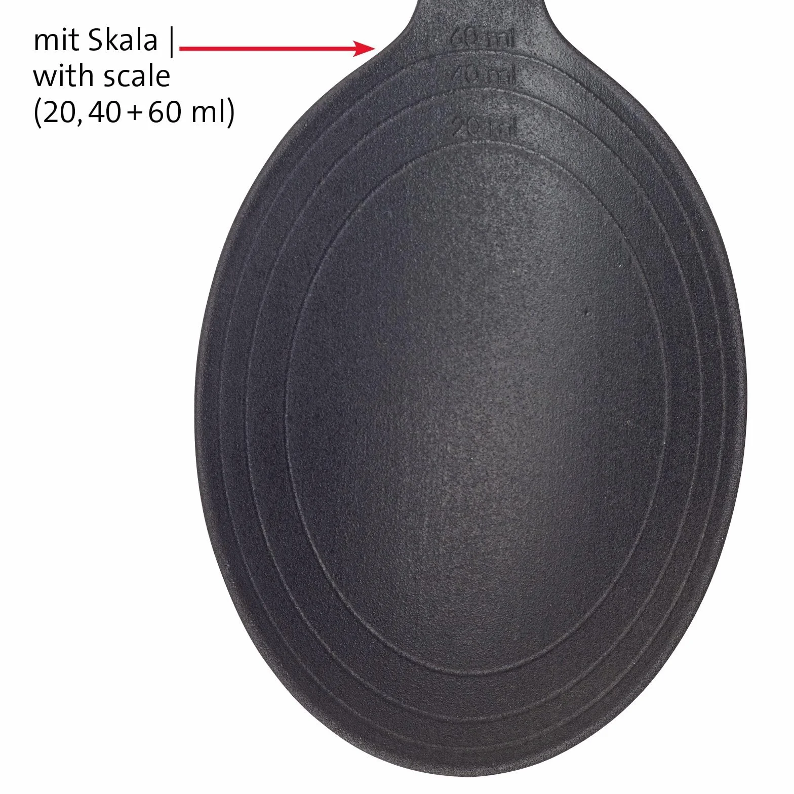Westmark 2 łyżki do sałaty i serwowania, duża łyżka do zagłębienia, skala wewnętrzna: 20, 40 + 60 ml, tworzywo sztuczne, gallant, czarny/czerwony, 296422E3