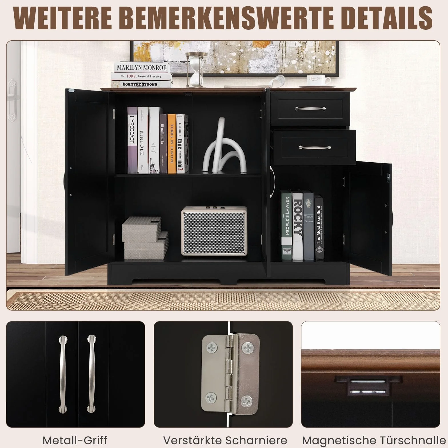 COSTWAY Kredens szafka kuchenna z blatem roboczym 100 x 40 cm czarna