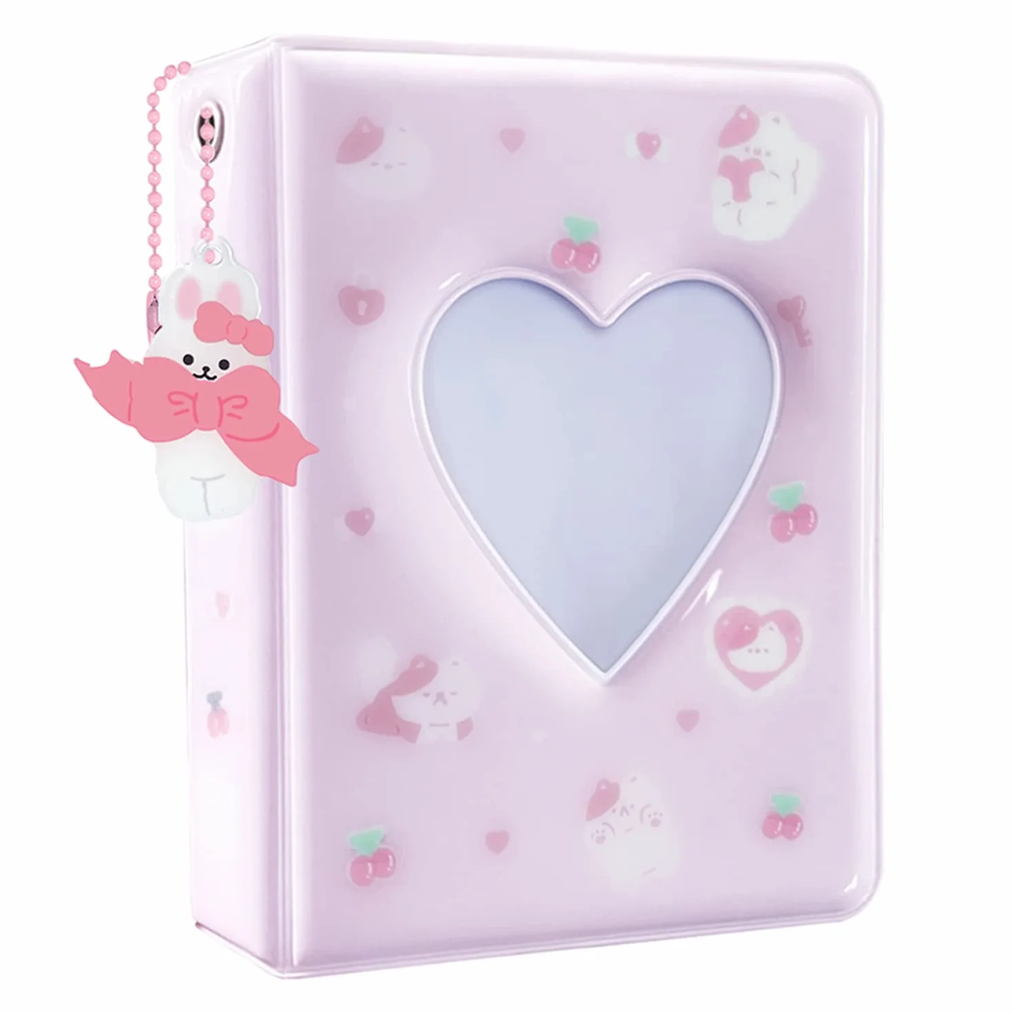 Segregator na fotokartki, 7 cm, kpop, fotokartka, książka, uroczy mini album fotograficzny, przenośny segregator Kpop, album na karty fotograficzne, z uroczym wisiorkiem, do kolekcji kart