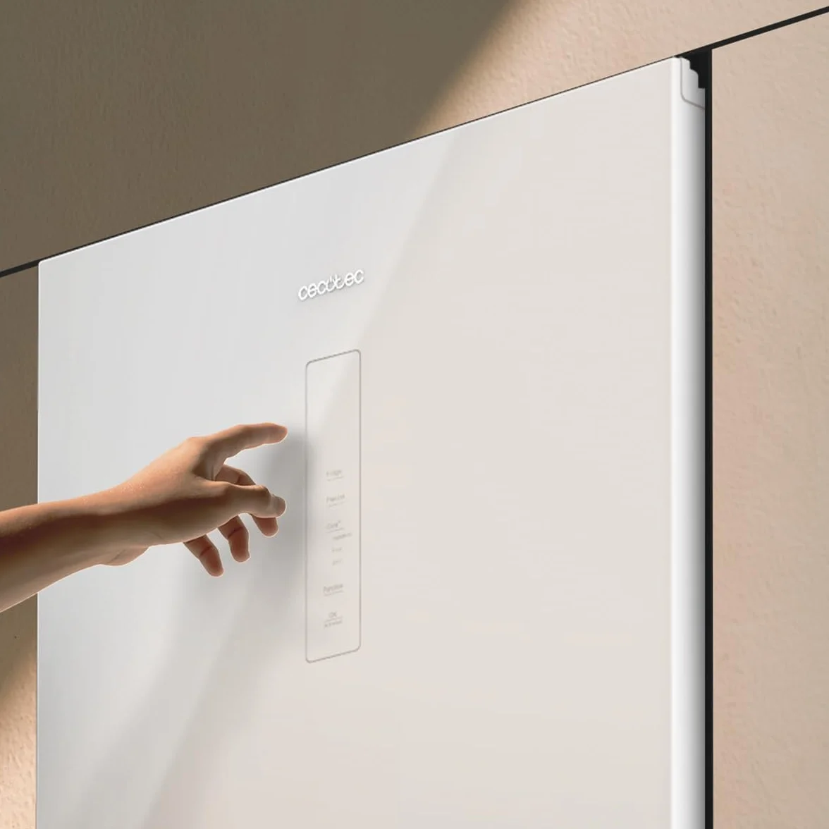Cecotec Lodówka Francuskie Drzwi 400 L Bolero Coolmarket Combi Fd 400 White Glass E Nofrost Total System Multi Airflow Cicha sprężarka inwerterowa
