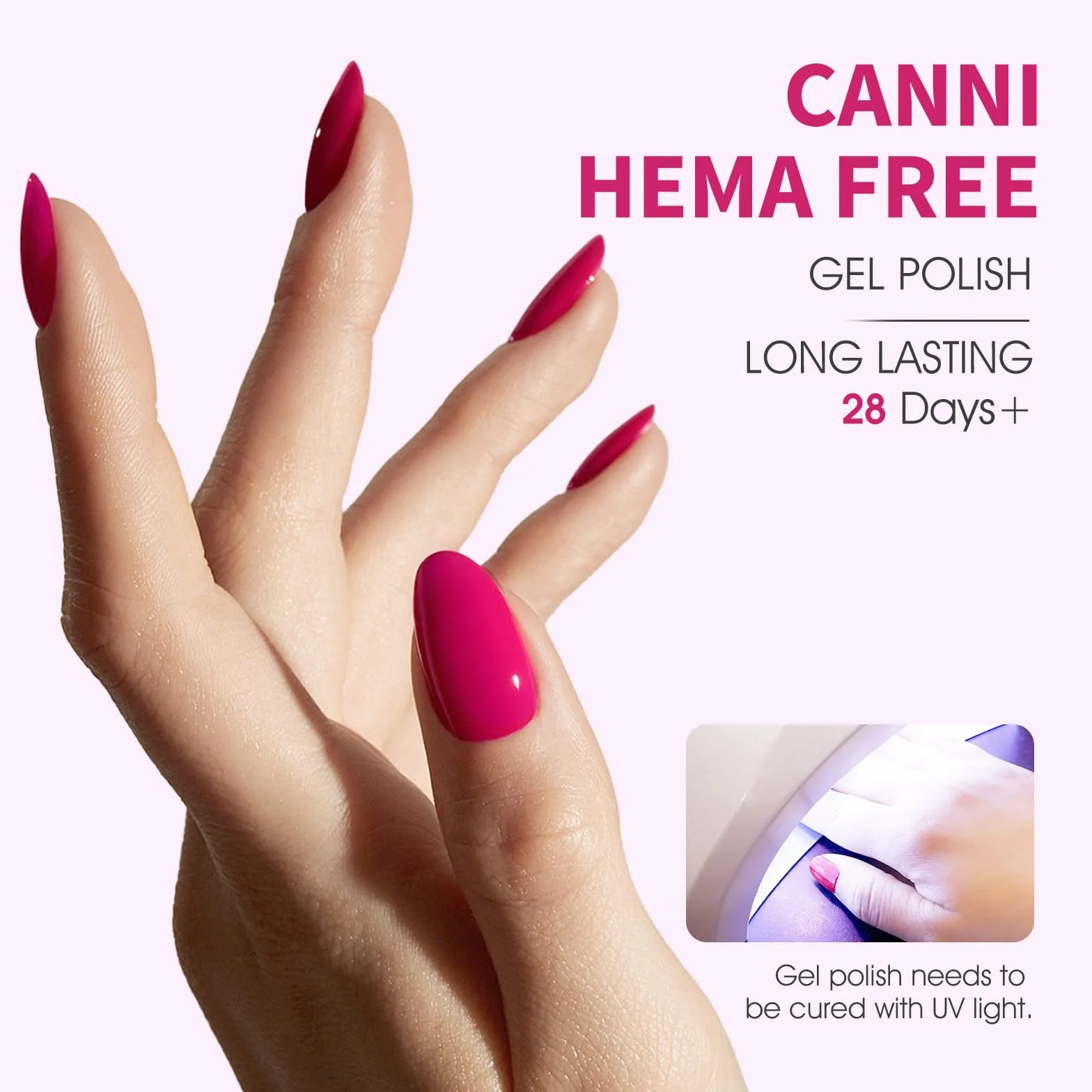CANNI UV lakier do paznokci Natur Dunkelrosa Gellak Gelowy lakier UV Nail Art klasyczny i uniwersalny styl Soak Off lakier do paznokci żelowych do lampy UV