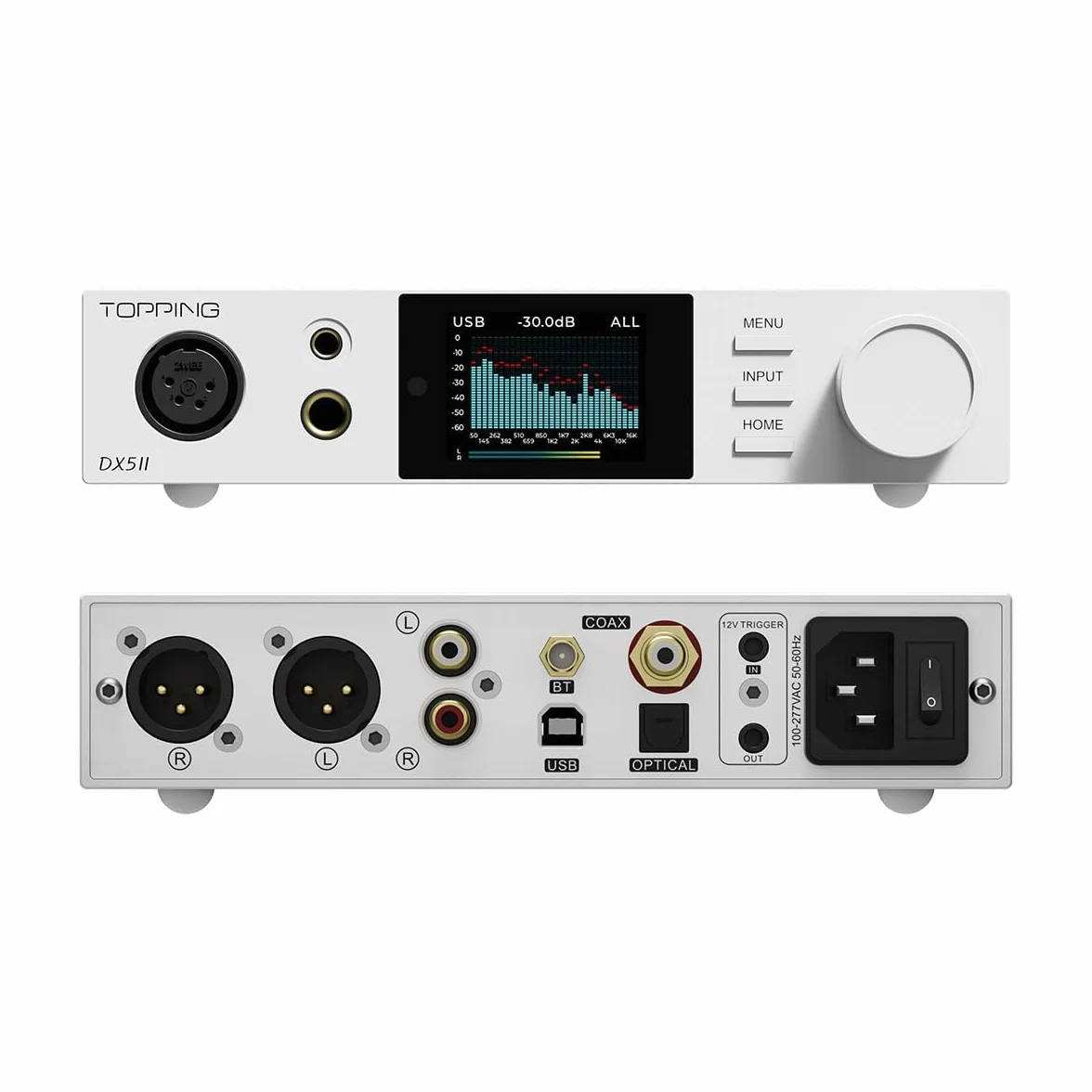Topping DX5 II DAC wzmacniacz słuchawkowy z Bluetooth 5.1, chip DAC ES9039Q2M, wzmacnianie X-Hybrid, 10-pasmowy korektor dźwięku i symetryczne wyjścia, XMOS-USB, wysoka rozdzielczość, RC, biały
