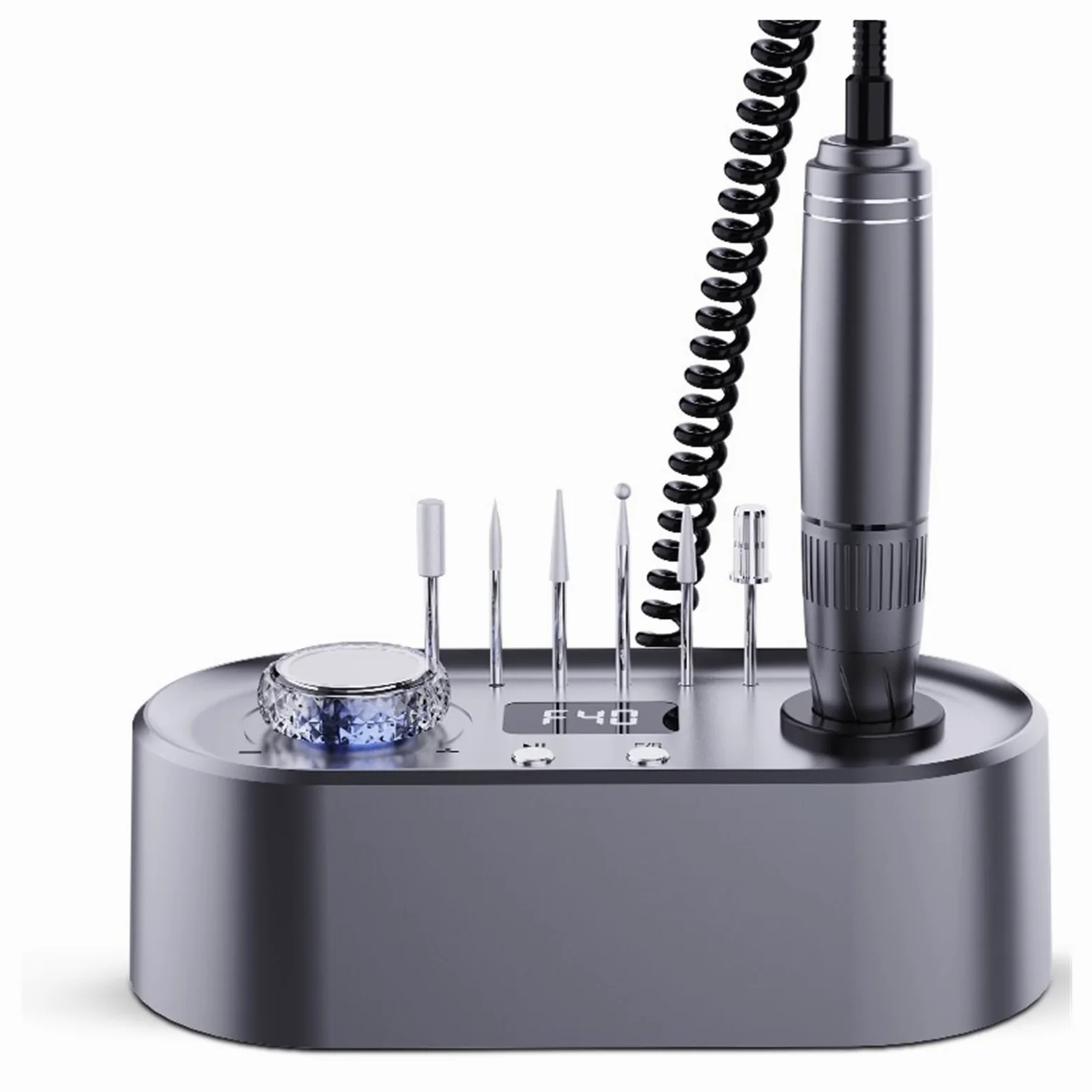 Elektryczna frezarka do paznokci, 40000RPM wiertarka do paznokci, elektryczny pilnik do paznokci z wyświetlaczem prędkości LCD, Manicure i Pedicure Efile wiertarka do paznokci akrylowych(Grijs)