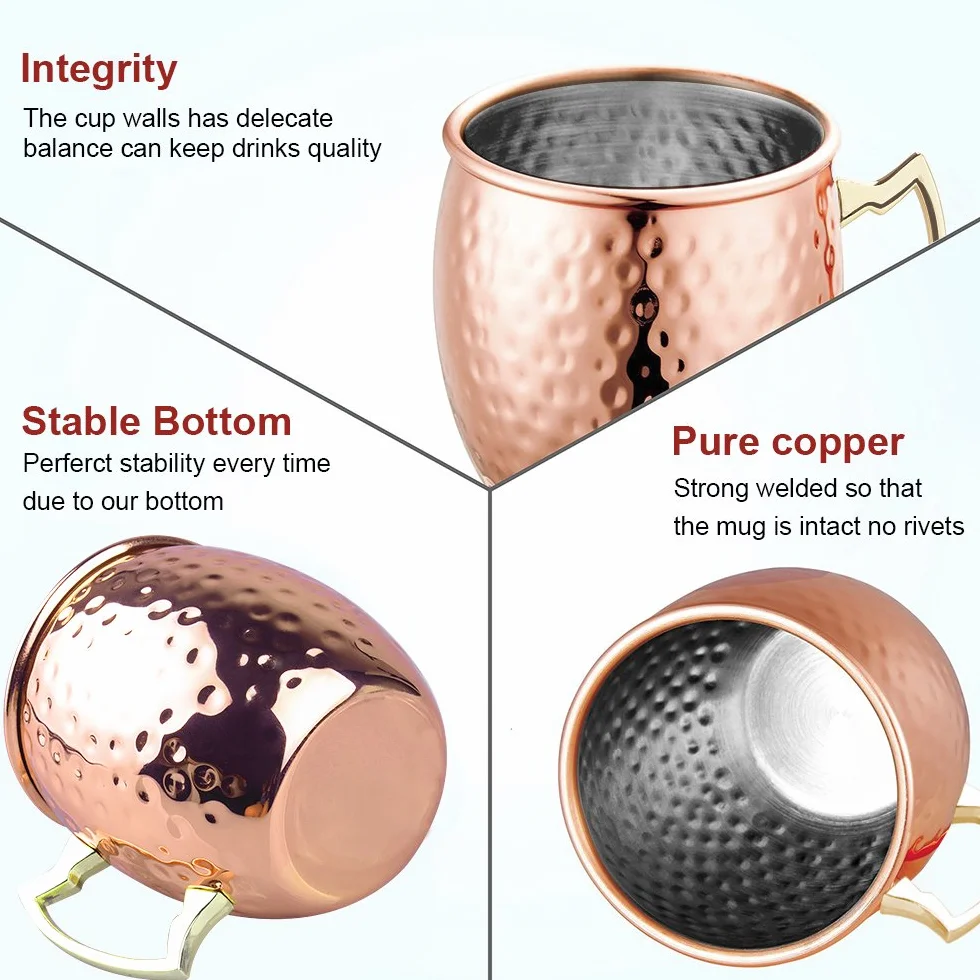 SUPERSUN Moscow Mule miedziane kubki 530 ml zestaw 4 sztuk