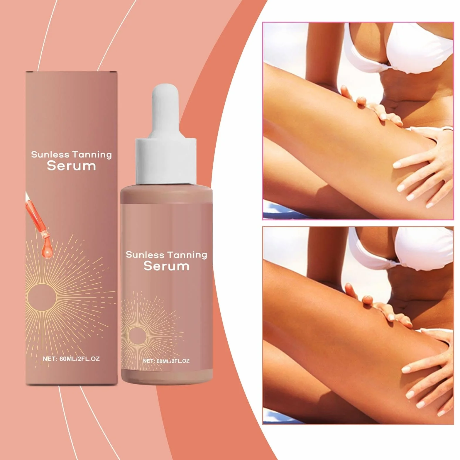 Sunless Tanning Drops, krople do naturalnego zwiększenia melaniny, płynne krople opalenizny, naturalnie wyglądająca opalenizna, zachowują piękny połysk (3 szt.)