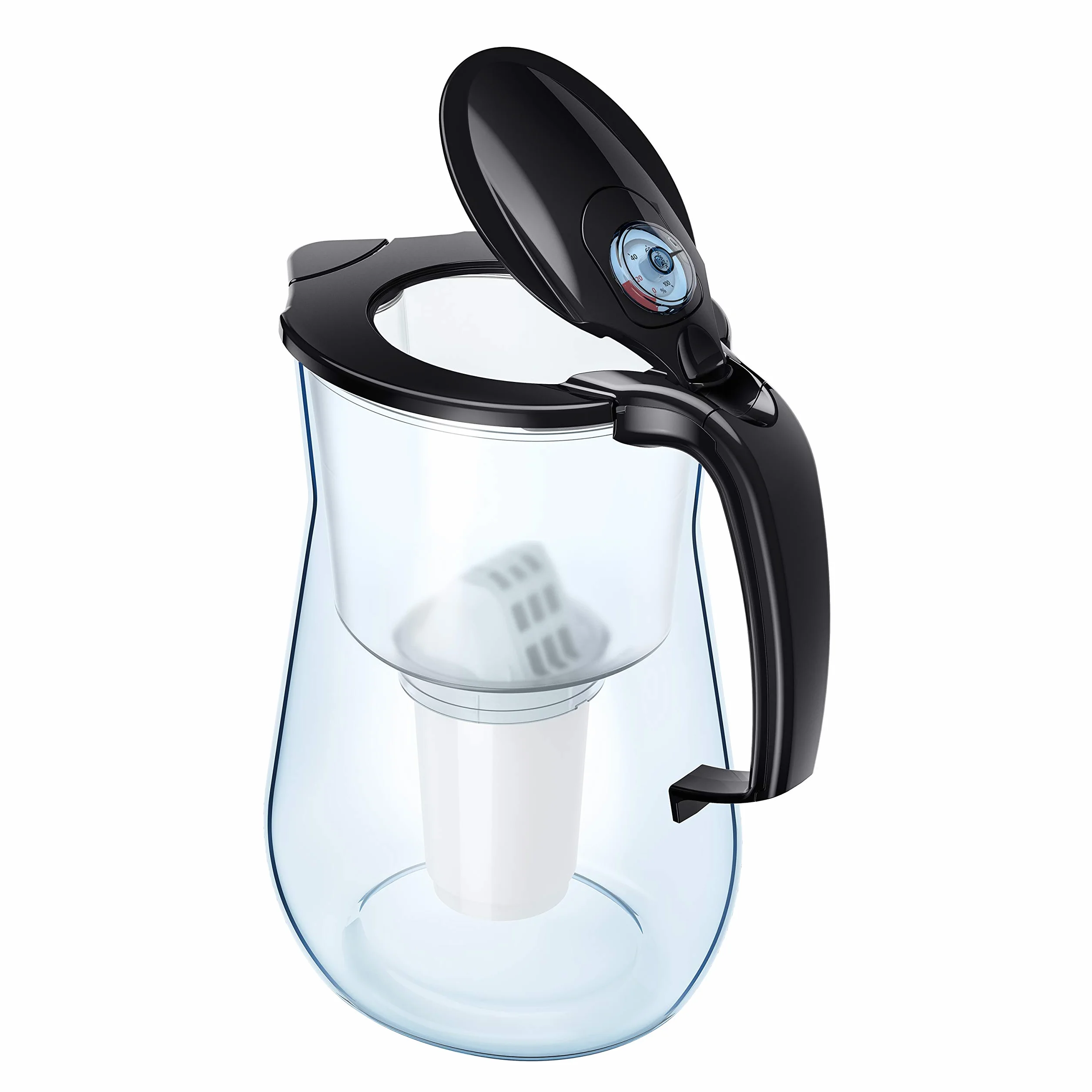 AQUAPHOR Filtr do wody Provence czarny w zestawie z 1 filtrem A5 I karafka na 4,2 l I Duży fiIter o wyglądzie szkła I Redukuje wapno i chlor, filtr do wody stołowej, stylowy pojemnik, idealny dla