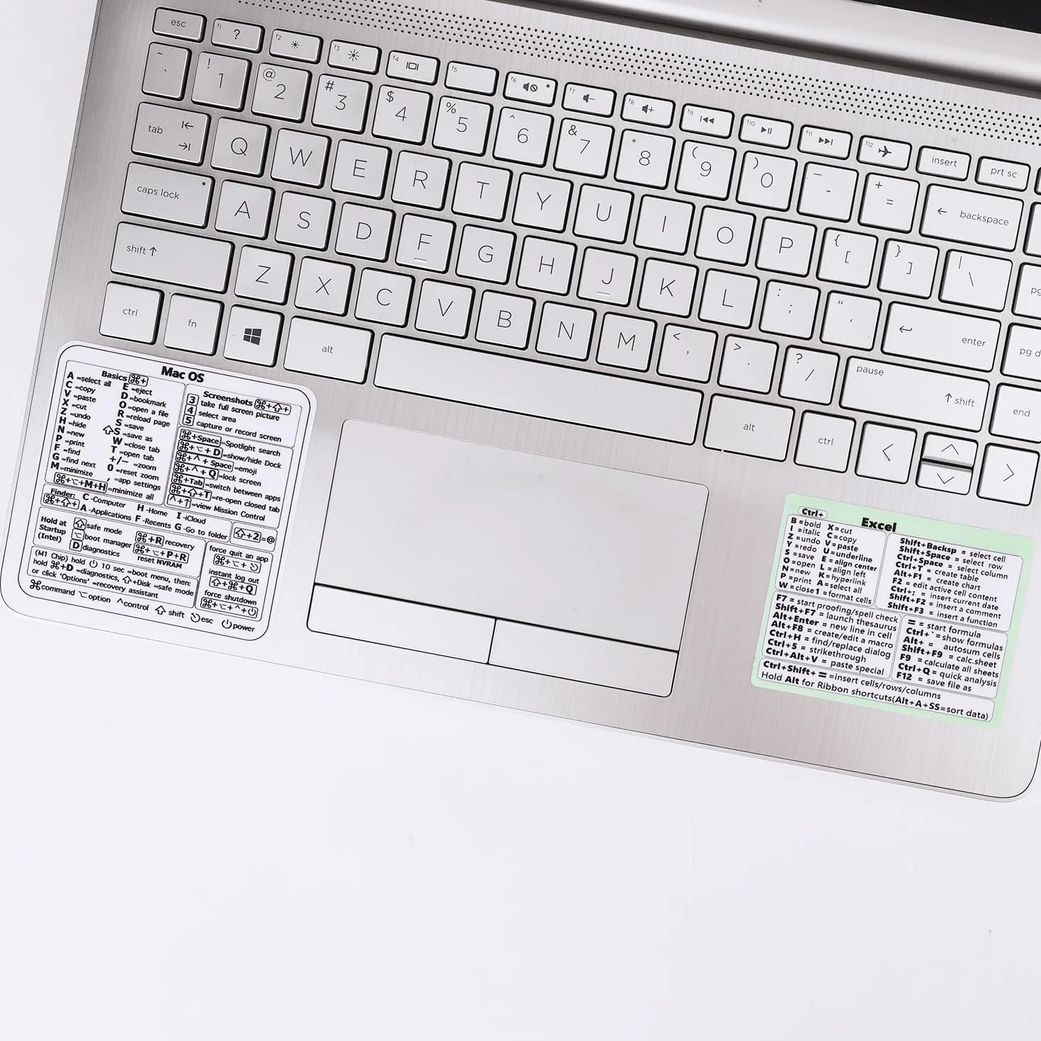 2 Szt. Naklejka na Skróty Mac OS Excel i Windows - Samoprzylepna Winylowa Naklejka Klawiaturowa Kompatybilna z MacBookiem 13-16-calowym