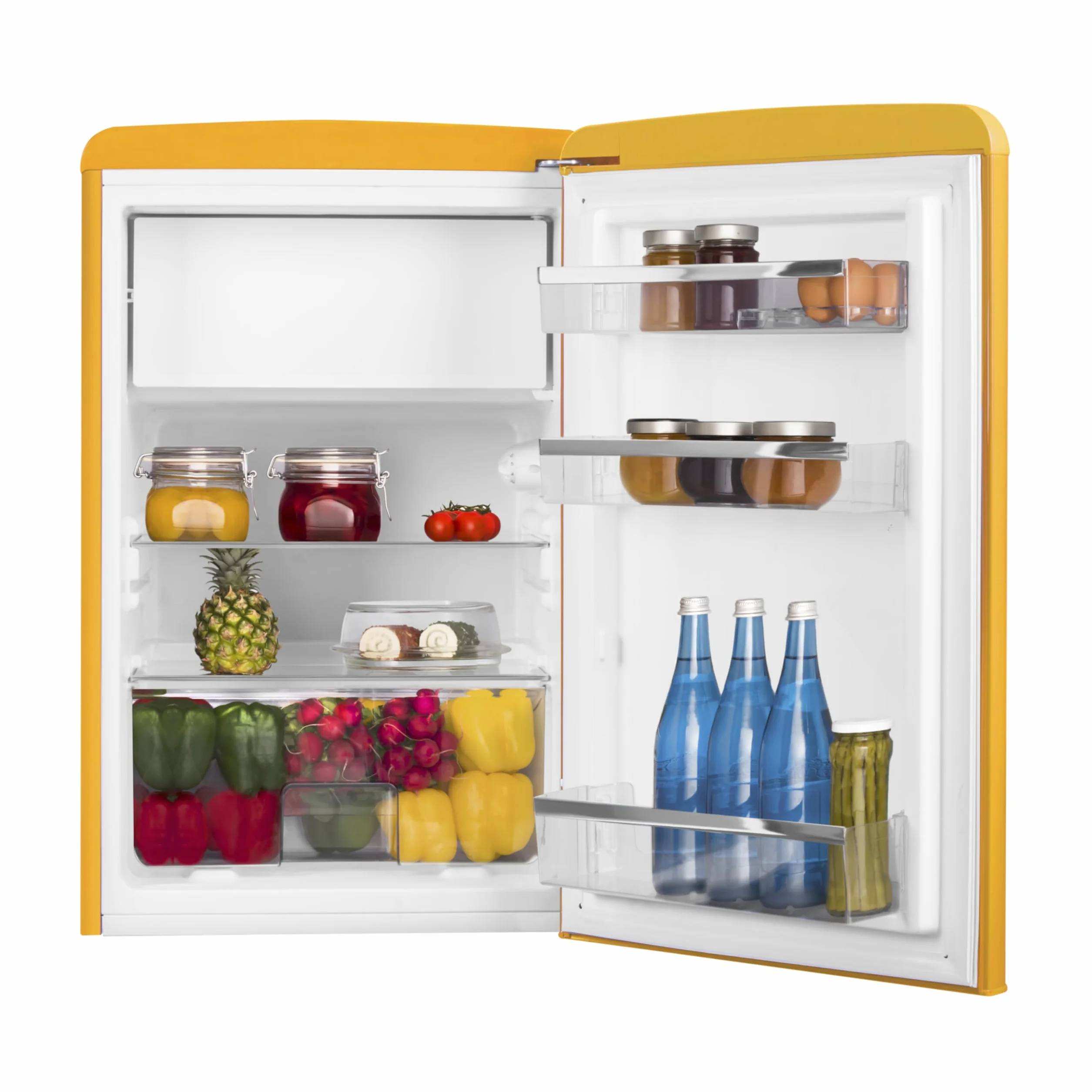Amica KS 15613 Y Retro lodówka z zamrażalnikiem 88 x 55 x 62 cm żółty