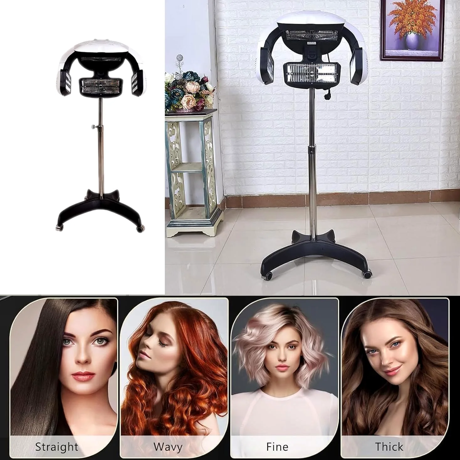 Stojak do suszenia włosów 700 W, profesjonalny procesor kolorów do salonu, akcelerator stereotypów z wyświetlaczem LCD z kółkami i timerem, pionowa maszyna do pielęgnacji włosów
