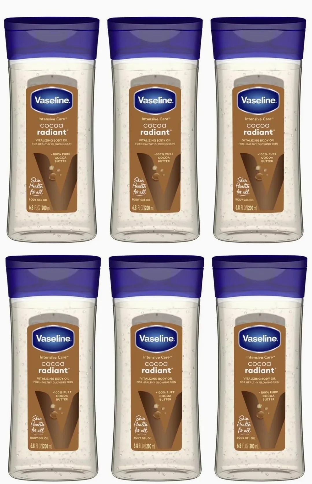 Vaseline Intensive Care Cocoa Radiant Gel Oil 6.8oz (6 sztuk) Vaseline