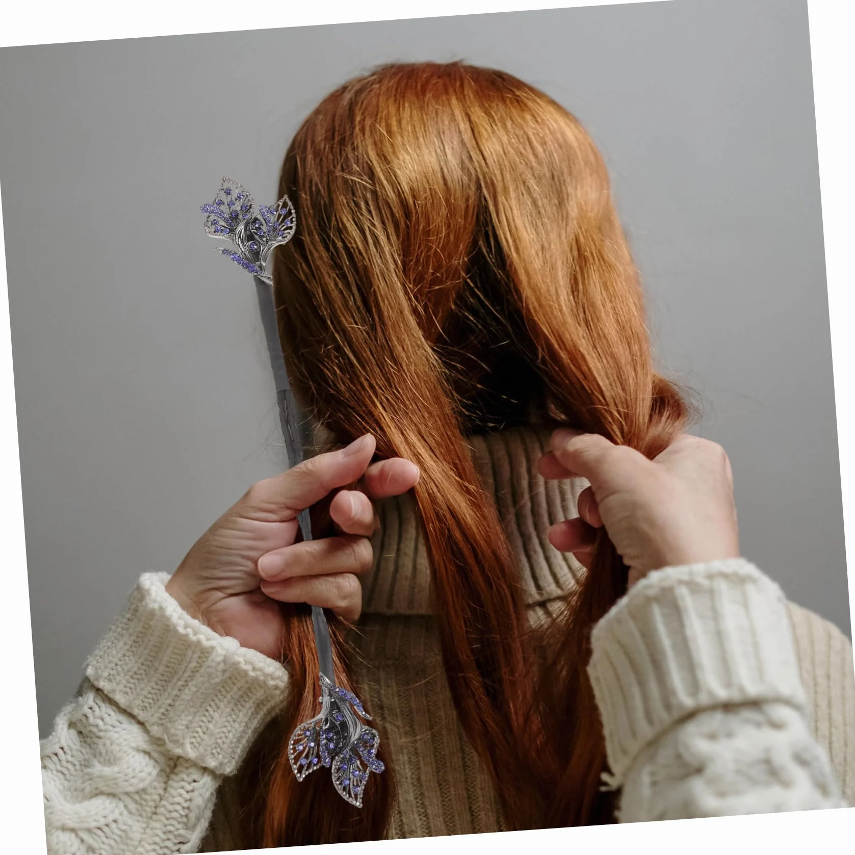 WOONEKY 2kawałki Klipsy Do Włosów Stylu Francuskim Twisted Hairpin Do Upinania Włosów Kwiatowy Dodatek i Urodziny Dla Cienkich i Grubych