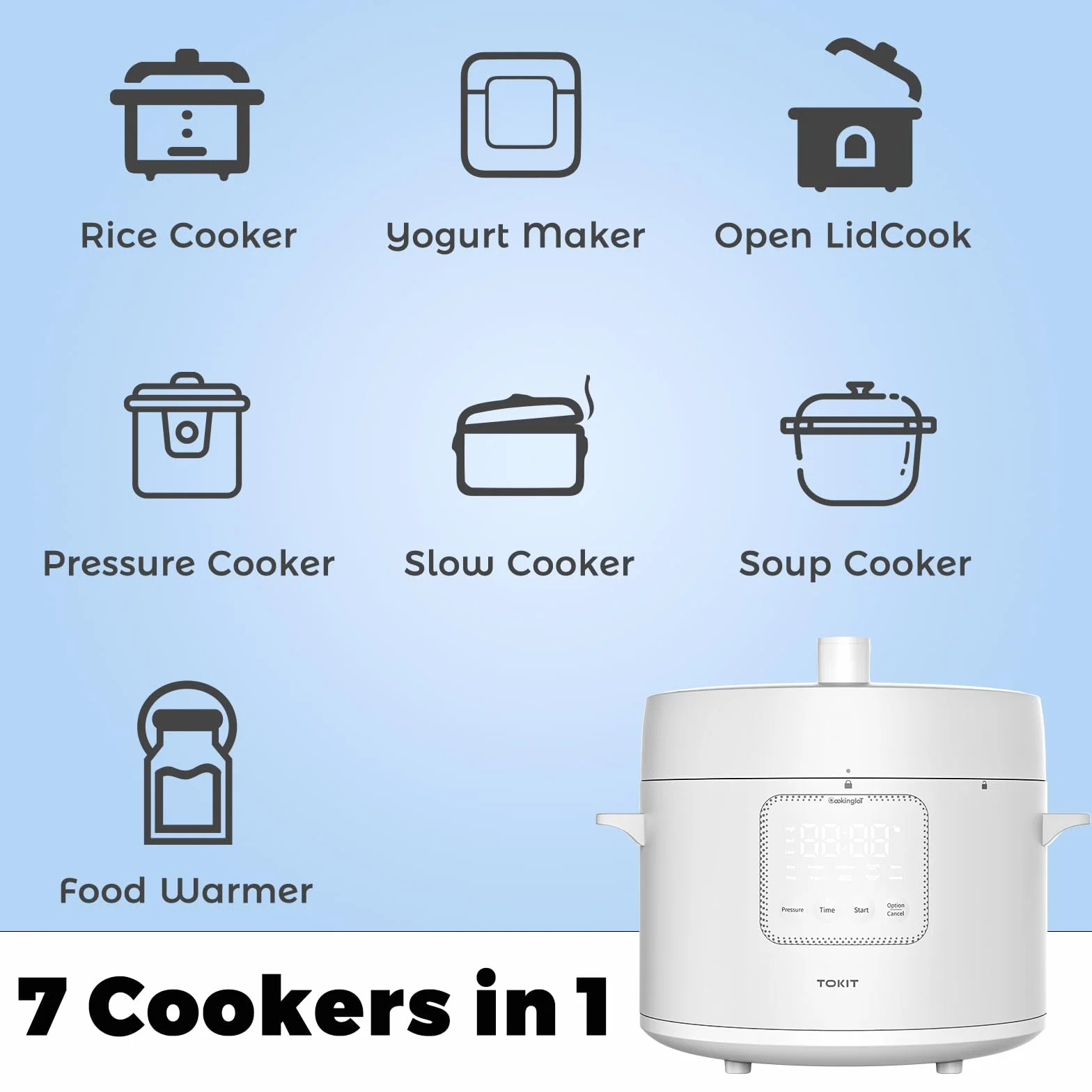 TOKIT Pressure Cooker 5 l, szybkowar elektryczny wielofunkcyjny z 14 programami, MiHome Smart Control