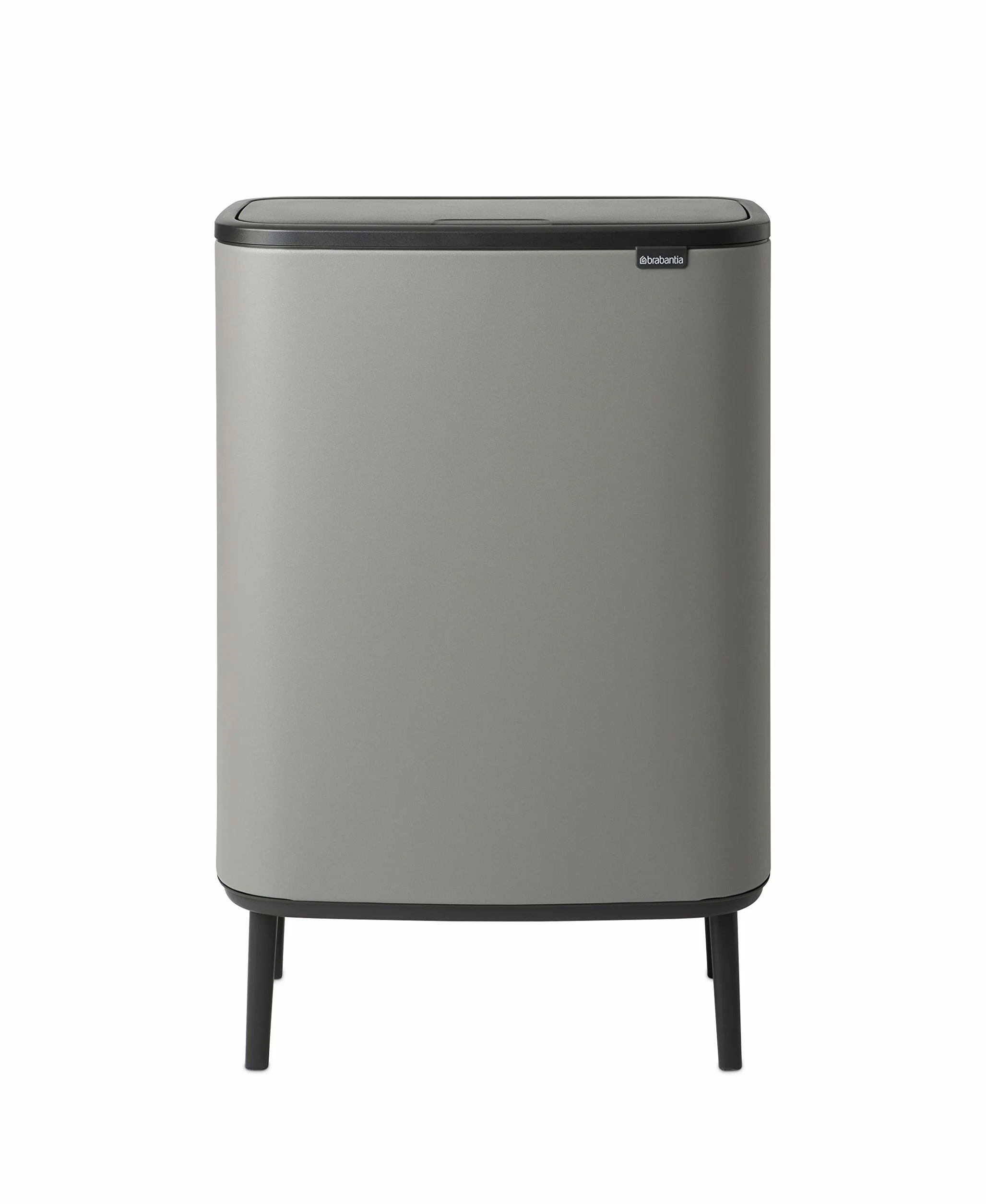 Brabantia - Bo Touch Bin High 2x30L - Duży Kosz na Śmieci do Kuchni - Otwieranie Soft-Touch - Podwójny Kosz z Wyjmowanymi Wewnętrznymi Wiadrami - Dołączone Worki na Śmieci - Grey - 55 x 31 x 82 cm