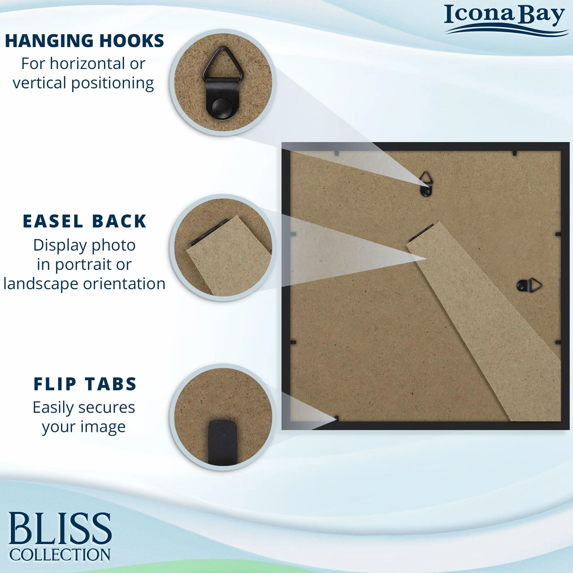 Icona Bay 30.5x30.5 cm Square Picture Frame Black Wood Composite Bliss Collection