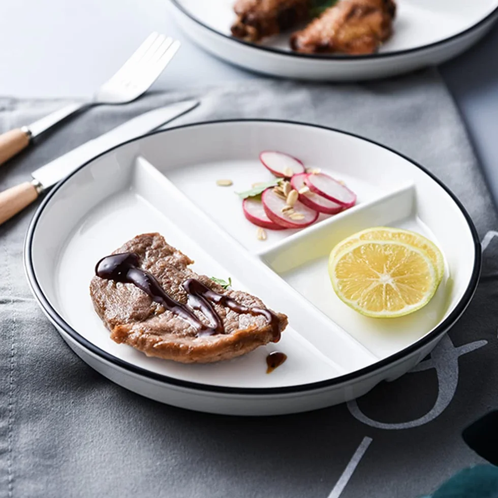 talerze porcelanowe podzielone talerze talerze przedział dla dorosłych dieta talerze stołowe Talerze do sałatek