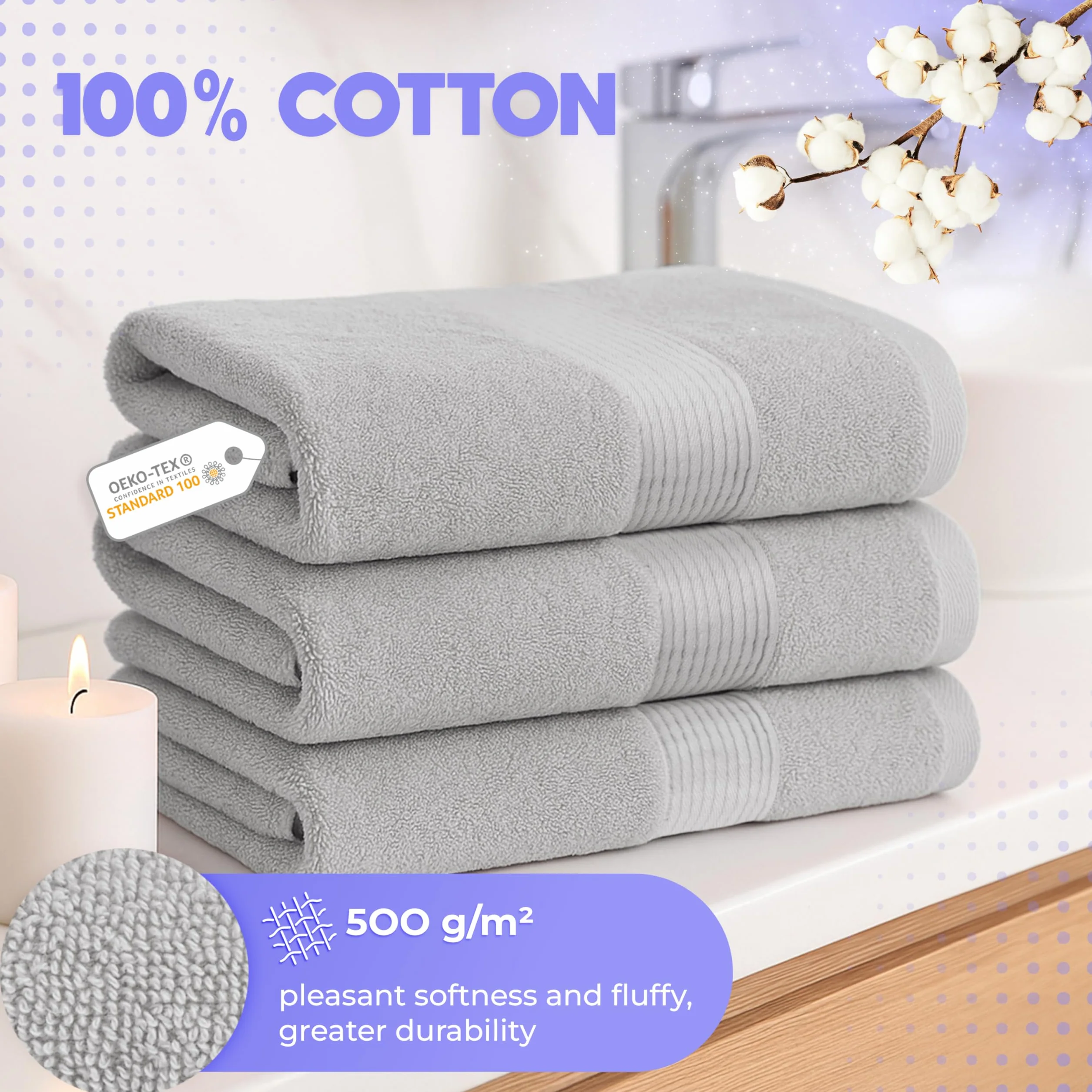 Ręczniki kąpielowe Cloud Pillow, 2 sztuki, 70 x 140 cm – 100% bawełniane ręczniki kąpielowe – 500 g/m² – miękkie, chłonne i wytrzymałe – z certyfikatem Oeko-Tex