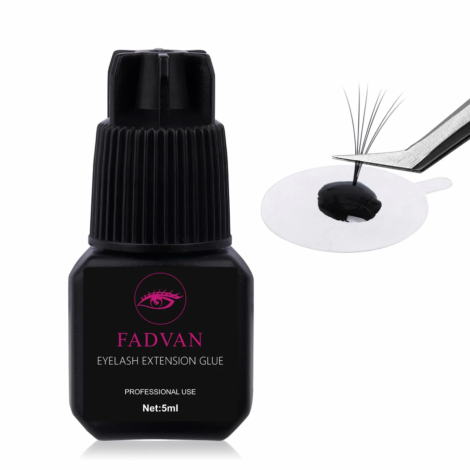 FADVAN Klej do rzęs do przedłużania rzęs, Czarny Profesjonalny Klej do rzęs 5 ml, Czas schnięcia 1–2 s, Trwały Klej do przedłużania rzęs (czarny)