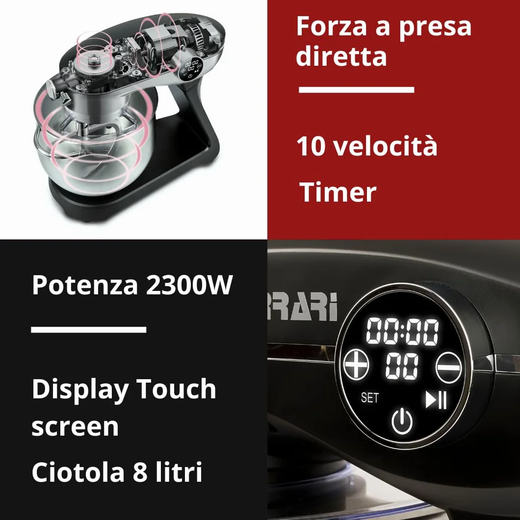G3 Ferrari G20137 Pastaio Elegance planetarna maszyna do ugniatania ciasta 1800 W 8 litrów metal 10 prędkości