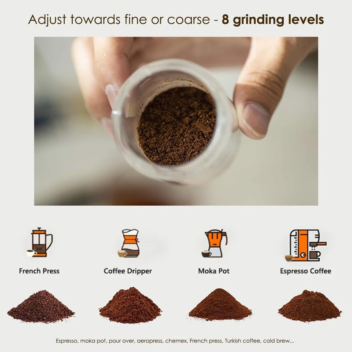 Ręczny młynek do kawy z ceramicznym żarnem i składaną rączką | Zmiel własne ziarna kawy do French Press, moka i espresso | Lekki, cichy i trwały | Drewniany wygląd