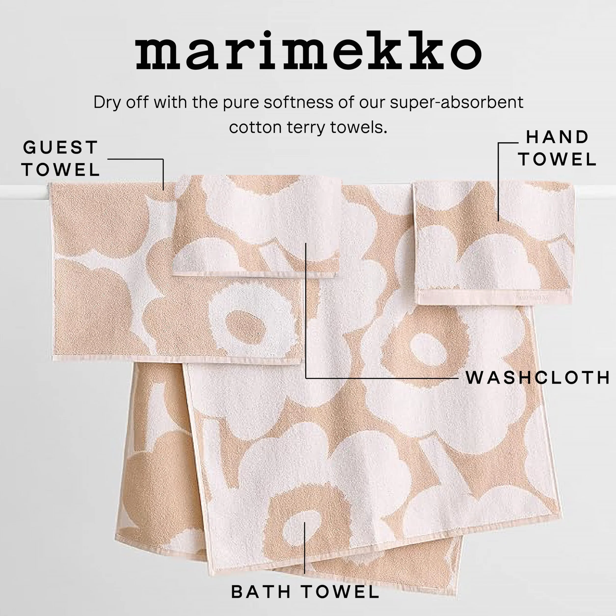 Marimekko Unikko Bawełniana ściereczka frotte 30 cm x 30 cm czerwona