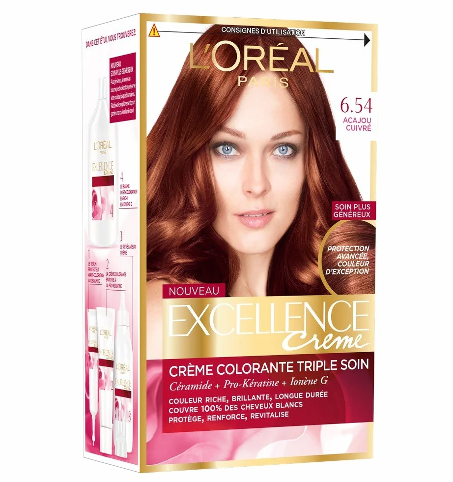 L'Oréal Paris Excellence Permanente Hair Farba Cream - Odcień : Miedziany mahoń (6,54)