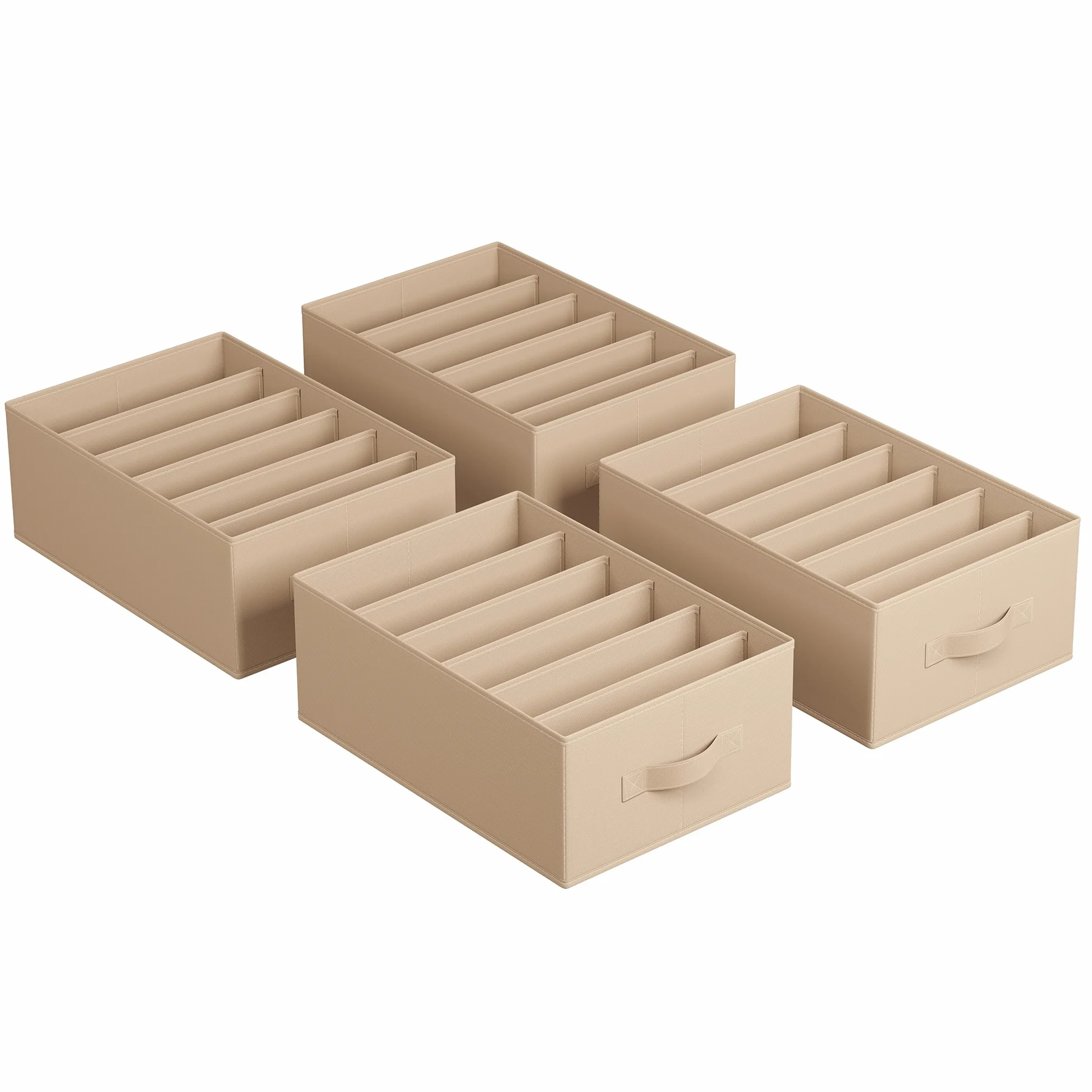 SONGMICS Organizer z 6 przegródkami 42x30x17 cm pudełko do przechowywania piaskowo-beżowy