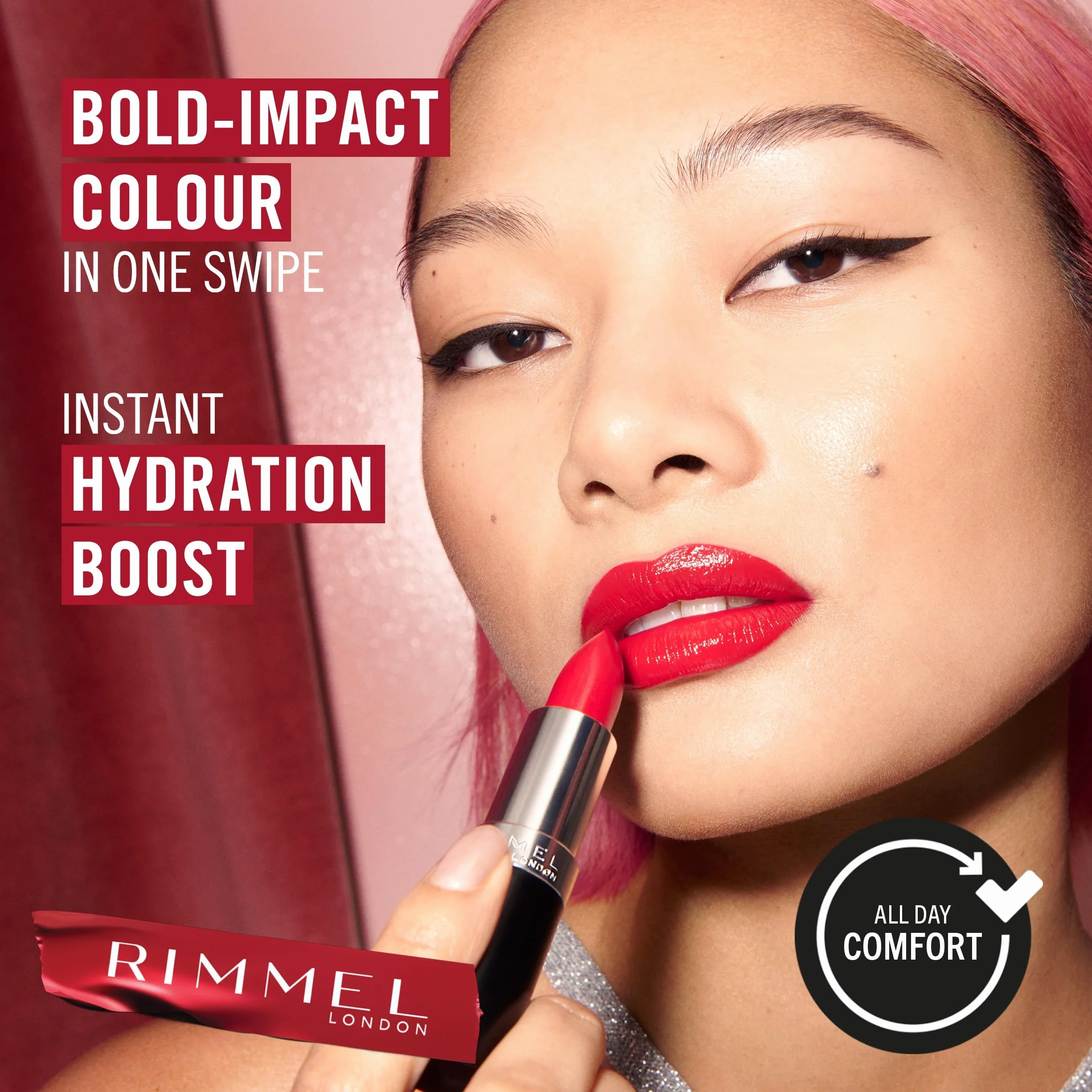 Rimmel Lasting Finish Lipstick długotrwała pomadka do ust z witaminami, Sunset Rose, 4 g