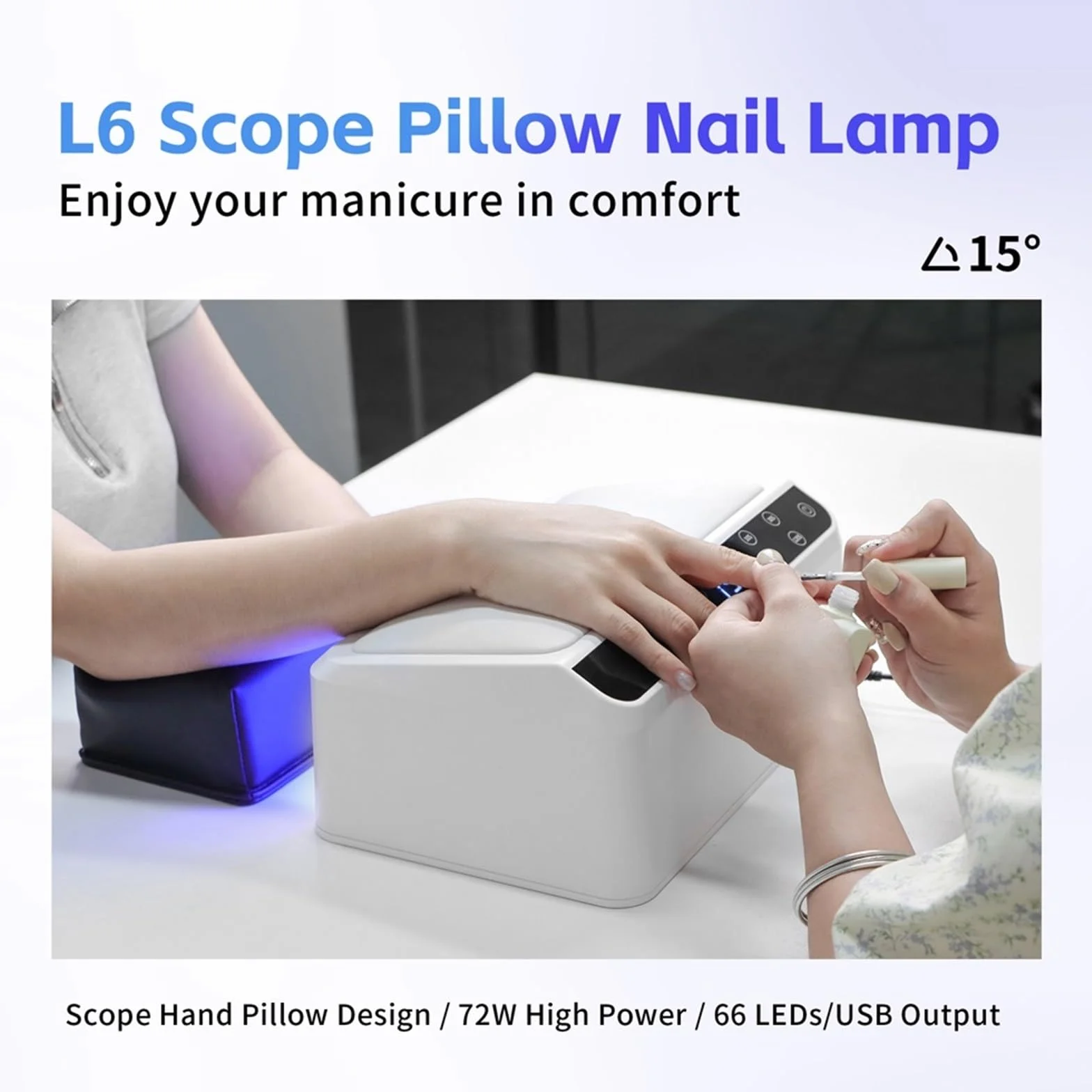 Lampa UV do paznokci, Lampa do paznokci Slope Pillow 72W, 66 koralików, lampa UV LED, lustrzana podstawa, utwardzanie wszystkich żeli, lampa do paznokci, manicure