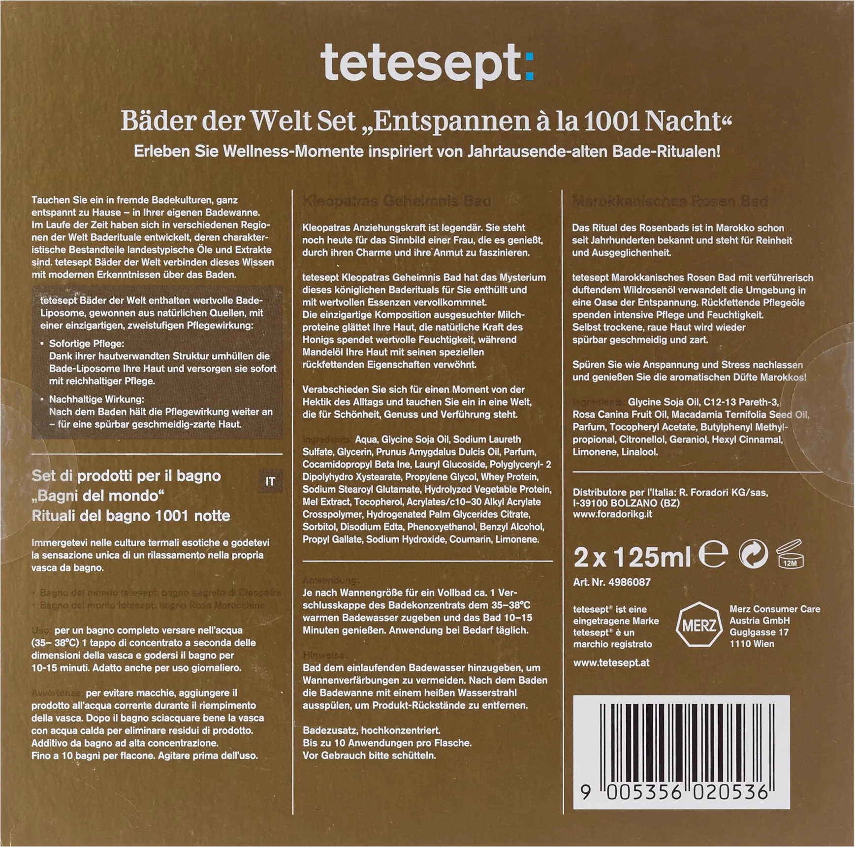 tetesept Zestaw do kąpieli na świecie – relaks la 1001 noc, 1 opakowanie (2 x 125 ml)