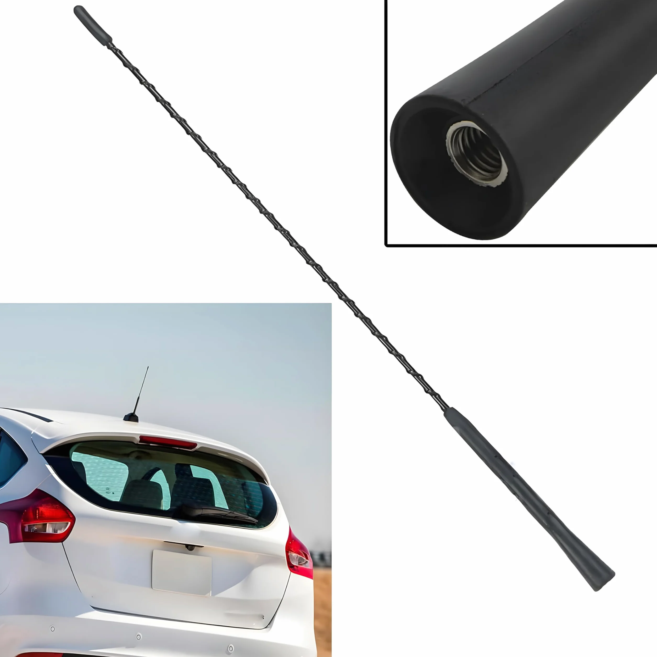 Retoo Antena samochodowa, antena dachowa, radio samochodowe 40 cm, do VW Skody, Seat, Opel, uniwersalna, samochodowa antena radiowa, super kompatybilność, mocny odbiór, gwint wewnętrzny anteny 6 mm,