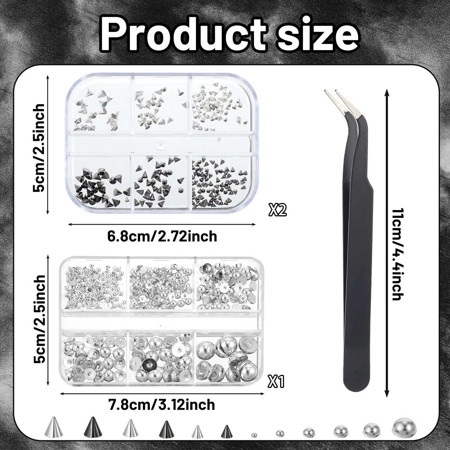 3 pudełka Nail Charms Gothic wisiorki do paznokci 3d mini niedźwiedzi Punk paznokcie Charm stożki kolce biżuteria do paznokci Nail Art kolczyki paznokci kamienie do paznokci złotnictwo akcesoria do