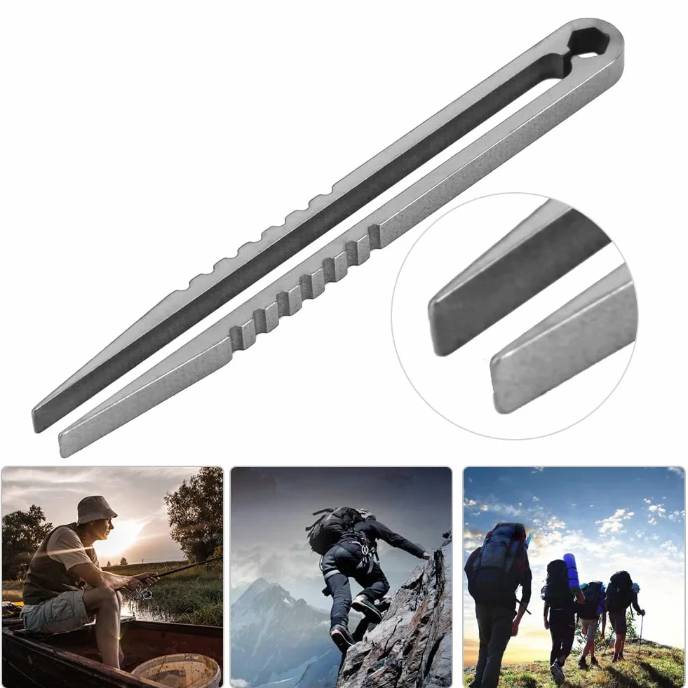 Alomejor EDC Titanium mini pęseta z precyzyjnymi ząbkowanymi końcówkami, do kuchni ogrodowej, wewnątrz i na zewnątrz