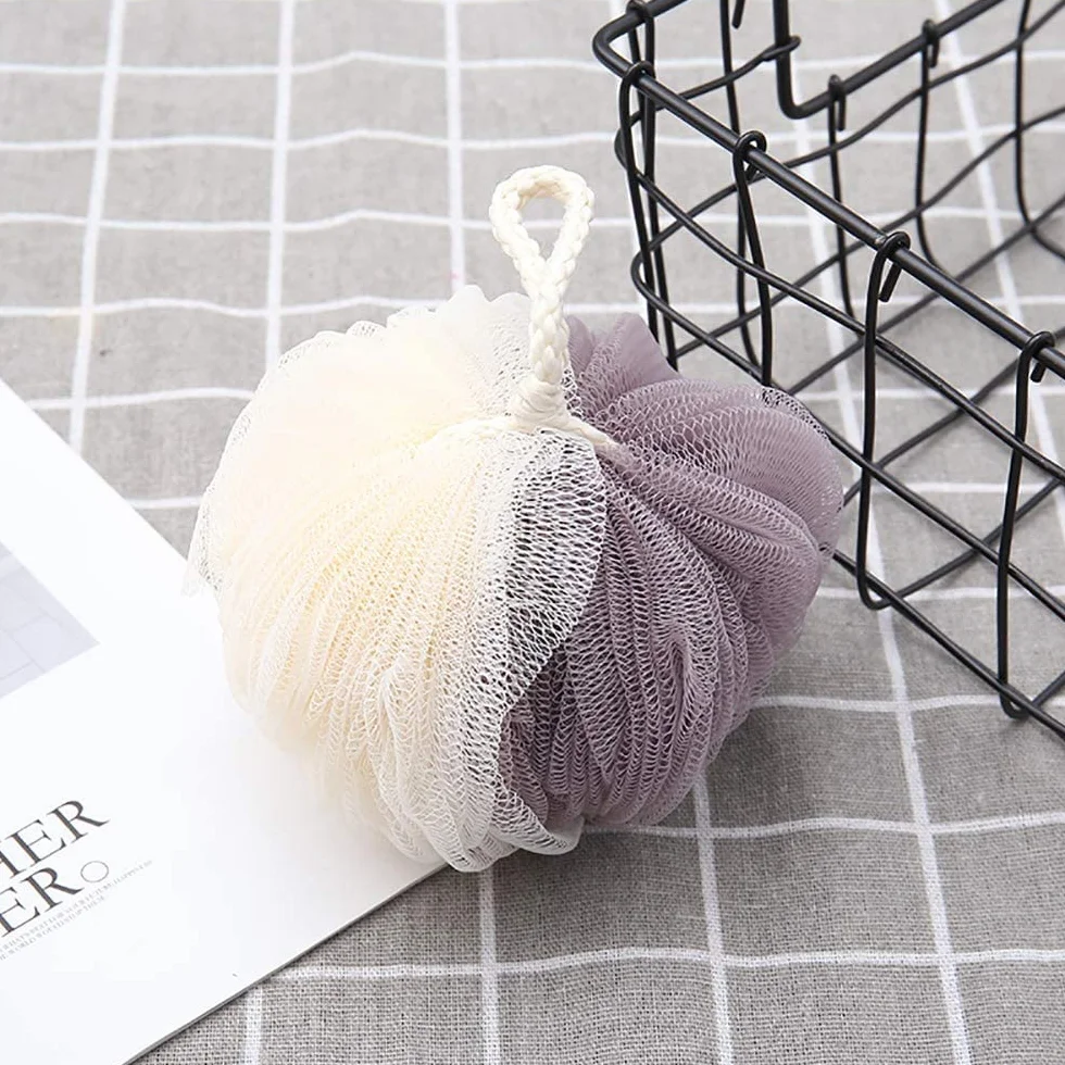 3 szt. Gąbka do kąpieli Loofah prysznice Mesh Puff piłka prysznicowa Mini złuszczający głęboko czysty miękki materiał kąpielowy