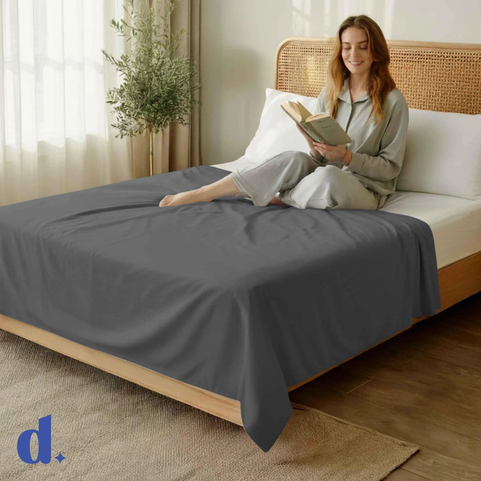 Dreamzie Prześcieradło dla 2 osób - 230x270 Antracyt - Ultramiękka, Szczotkowane, z Microfibra, do Łóżka Dwuosobowego 140x200/150x200 - Certyfikat Oeko-Tex