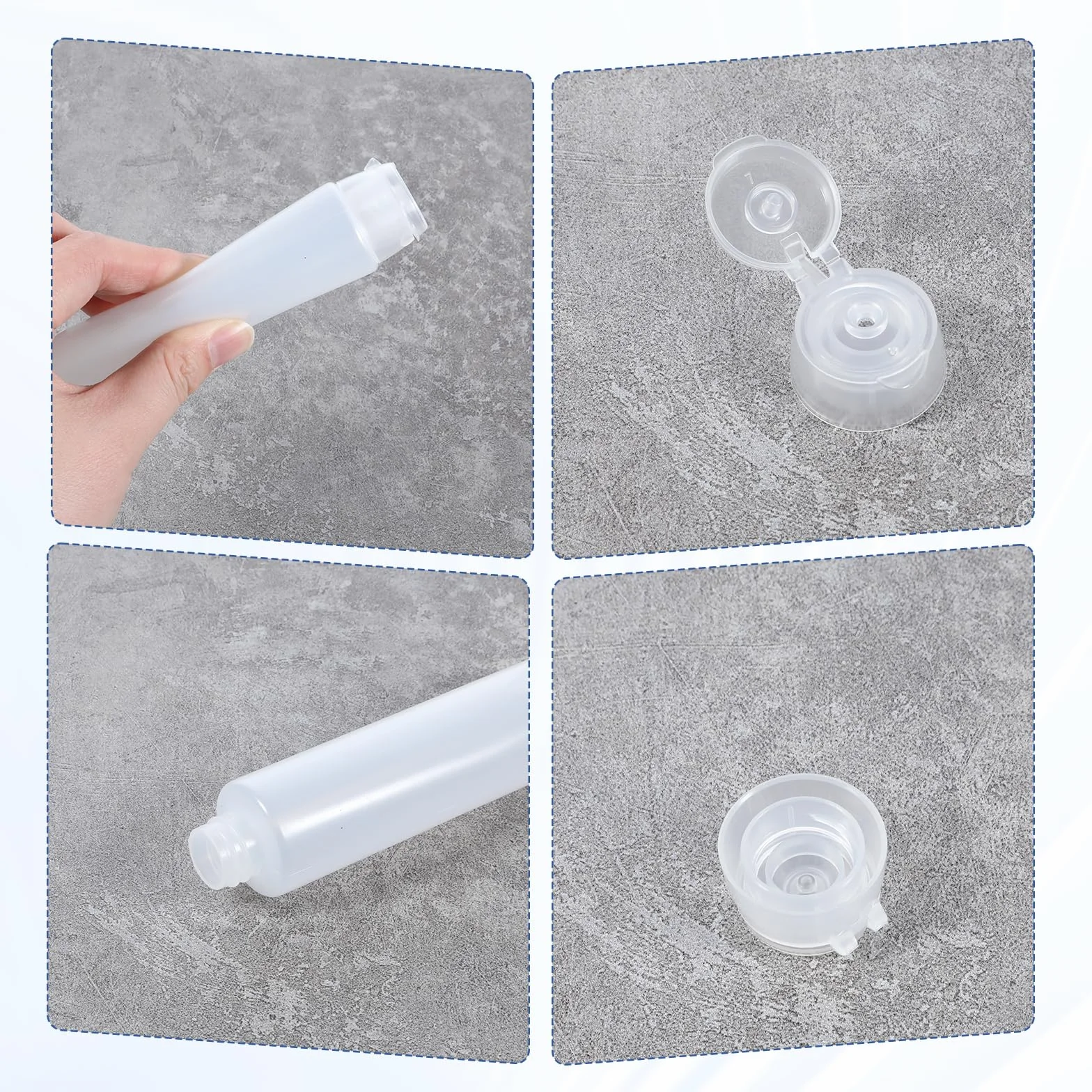 Piriuuo Zestaw 5 pustych tubek do wielokrotnego napełniania, 20 ml, 30 ml, przezroczyste tubki na pastę do zębów, małe podróżne, pojemniki na kosmetyki, przenośne, szczelne tubki na żel pod prysznic