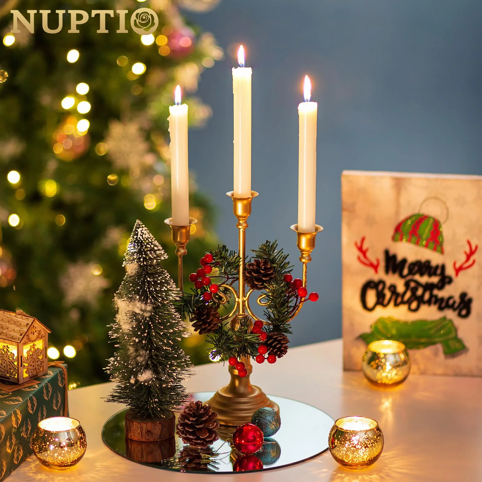 NUPTIO Okrągłe lustrzane płyty szklane 30 cm 12 sztuk dekoracja weselna