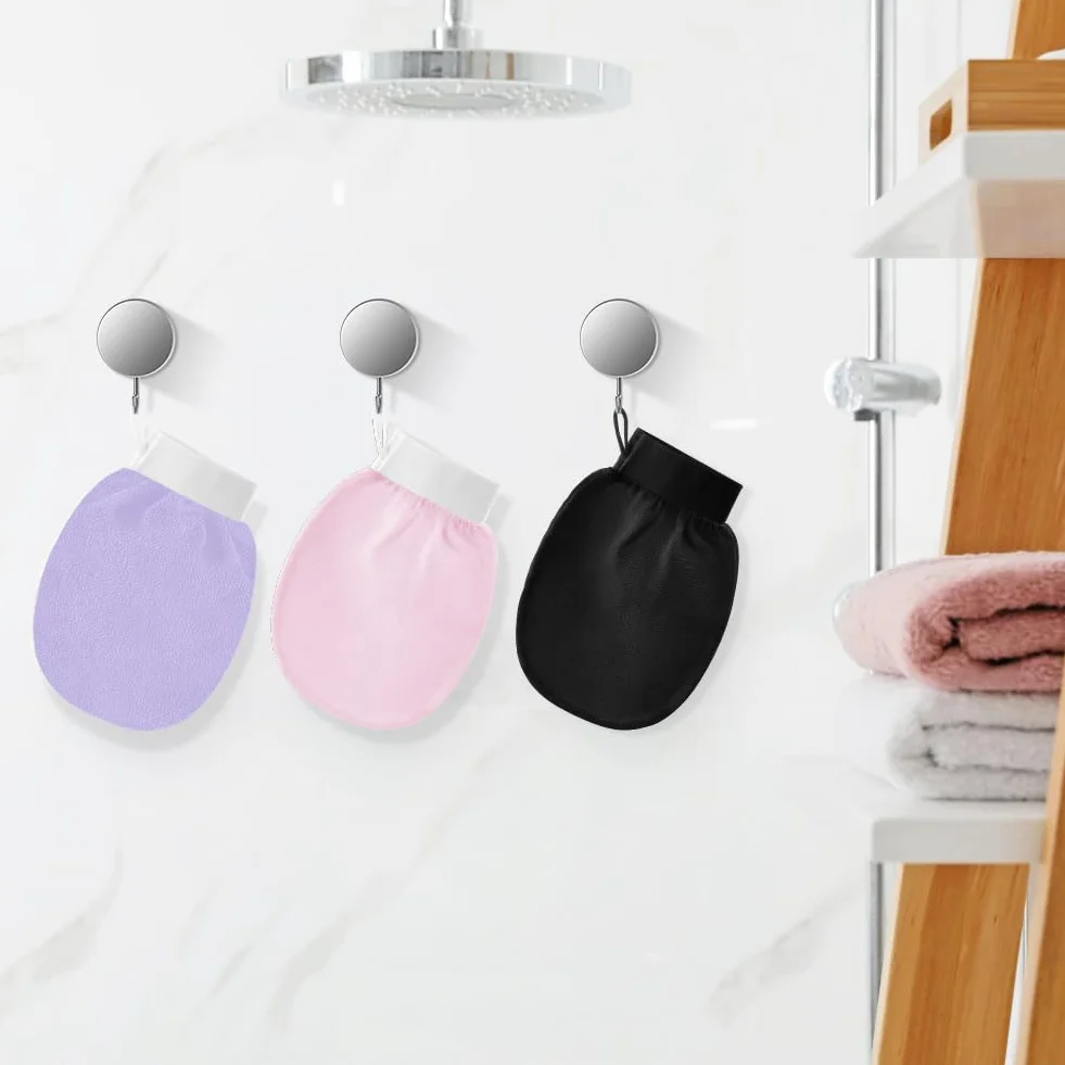 Rękawica do peelingu do kąpieli 6 sztuk czarna różowa fioletowa