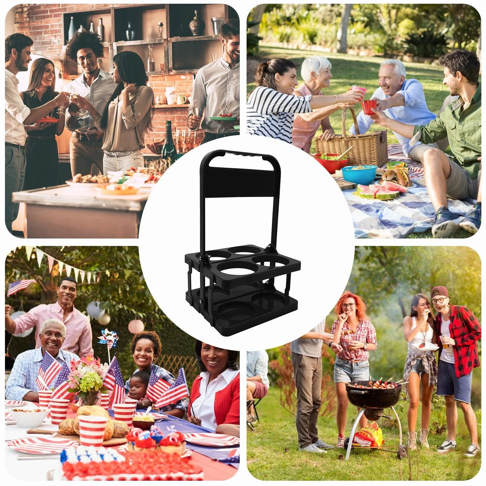 Foldable Wine Holder Rack Bottle Carrier 12.6x7.48x7.09 inches Beer Basket Cup for Gym Outdoor