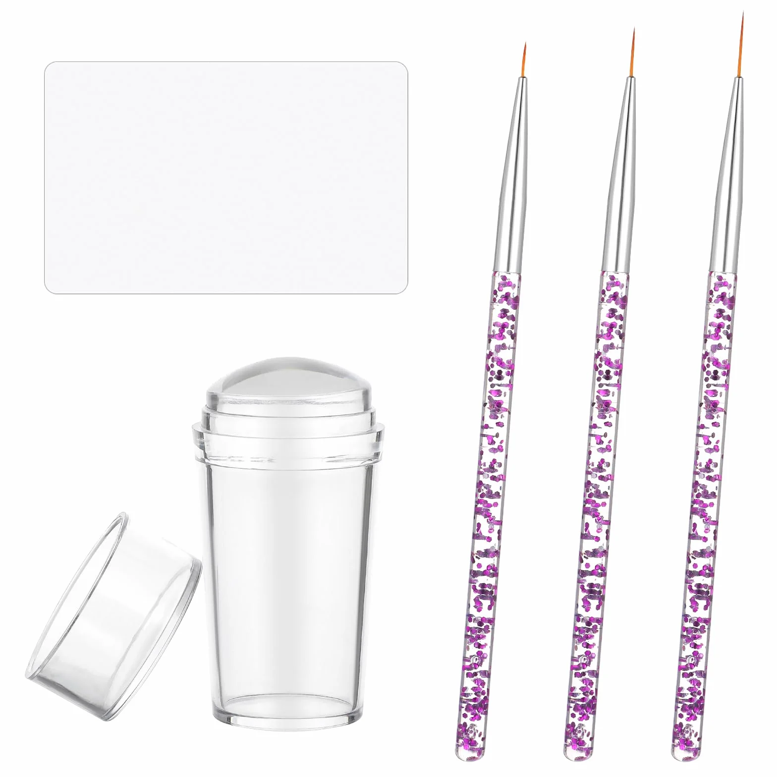 5 sztuk zestaw do stemplowania paznokci, przezroczysty stempel do manicure z pędzelkiem do rysowania i ściągaczem do paznokci, silikonowy stempel do paznokci zestaw do manicure DIY do
