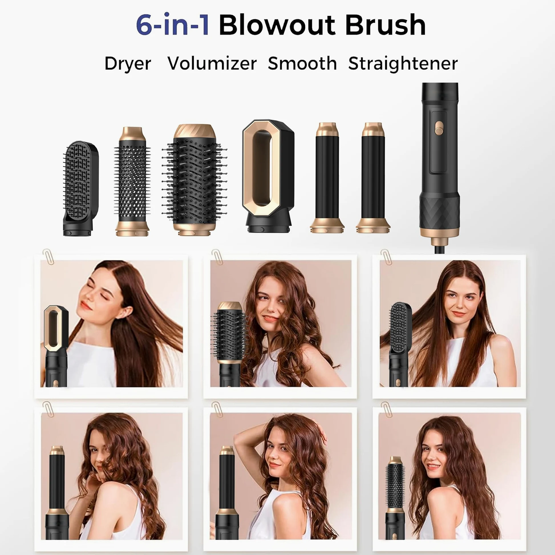 Hairstyler 6 w 1 Air Styler, 1000 W, okrągła suszarka do włosów, do stylizacji i suszenia z lokówką powietrzną, okrągłą suszarką do włosów, szczotką do suszarki, szczotką z ciepłym powietrzem