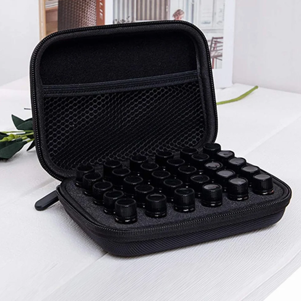 Halter für ätherische Öle 30 Flaschen 1-3 ml Halter für ätherische Öle für unterwegs Aufbewahrungsbox (6,69 * 4,92 * 1,97 Zoll)(Schwarz)