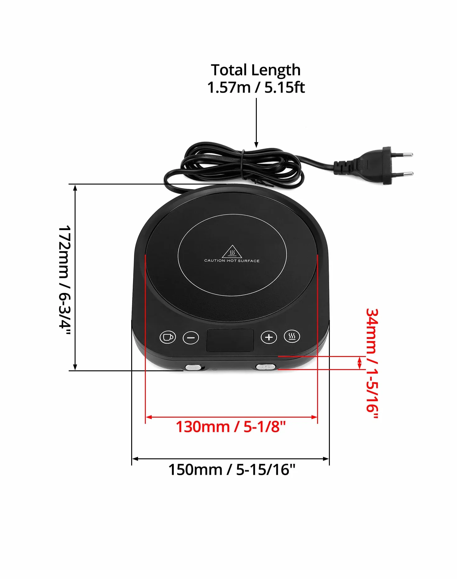 QWORK® Podgrzewacz do kawy z 3 ustawieniami temperatury 40℃-80℃ – automatyczne wyłączanie – inteligentny czujnik grawitacji – nadaje się do szklanych/ceramicznych/metalowych kubków