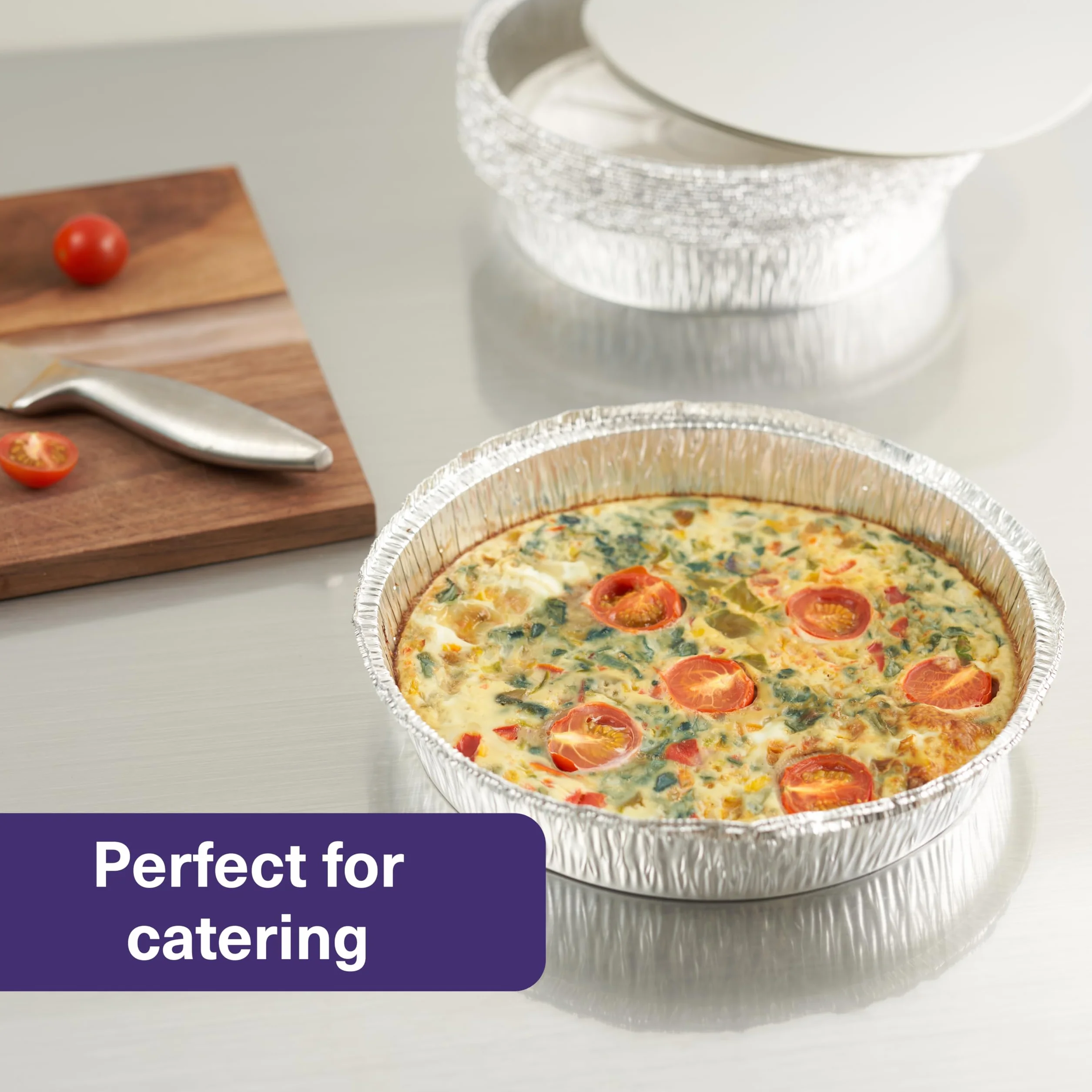 MATANA 40 okrągłych tacek do pieczenia z folii aluminiowej 23 cm 1000 ml