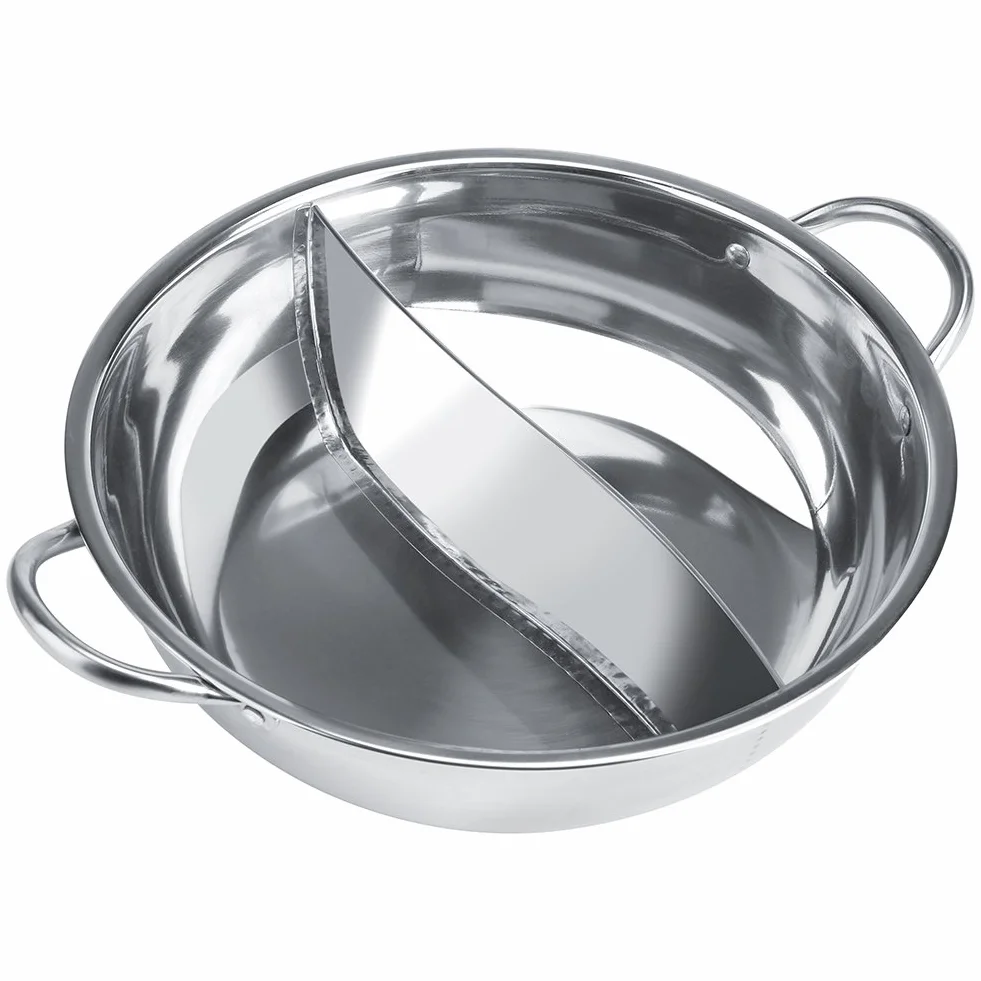 Garnek ze stali nierdzewnej do Shabu-Shabu 30cm, głęboki, dla 4-5 osób, do kuchenki indukcyjnej i gazowej