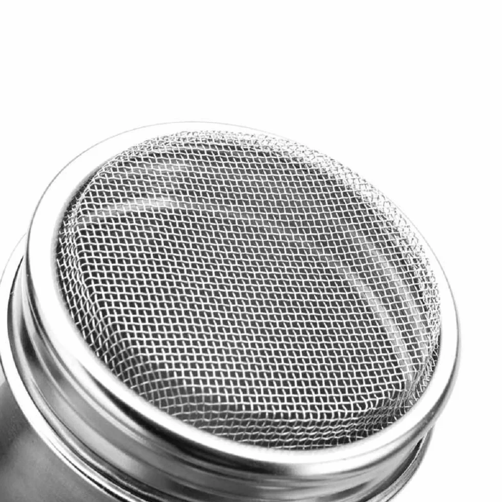 Shaker do pudru ze stali nierdzewnej, 2 sztuki, szczotka do shaker, puszka do pieczenia z szablonami 16 szt.