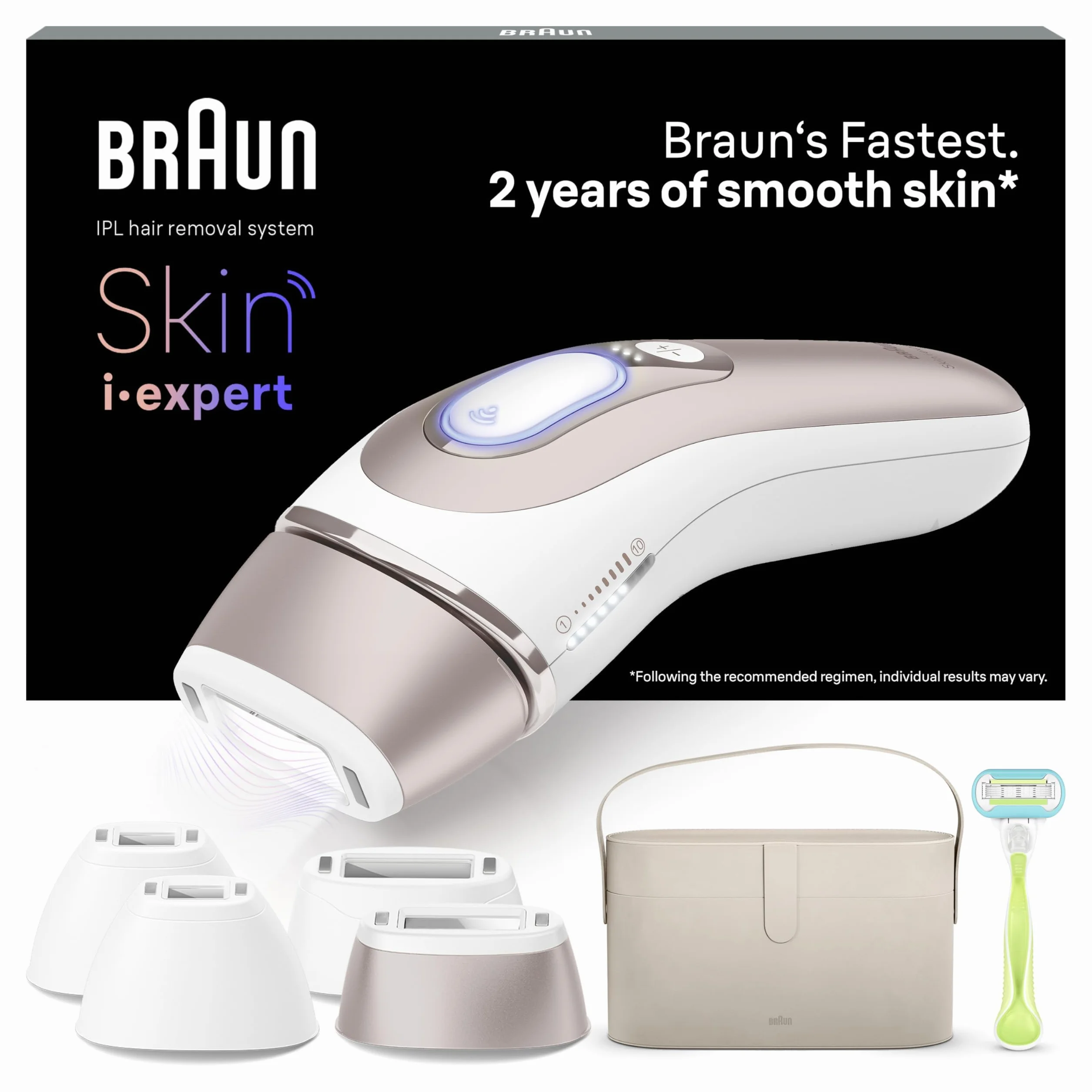 Braun Skin I·Expert inteligentny depilator z impulsowym światłem, depilator ciała dla kobiet, alternatywna laserowa fryzura dla kobiet, bezpłatna aplikacja, w zestawie kopertówka, golarka Venus