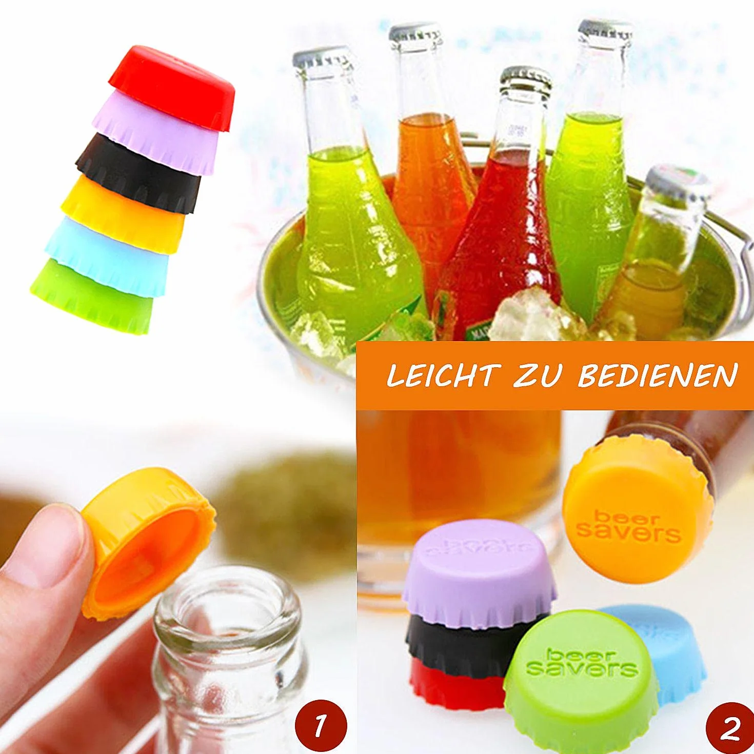 Beer Saver silikonowe kapsle do piwa 12 sztuk w 6 kolorach